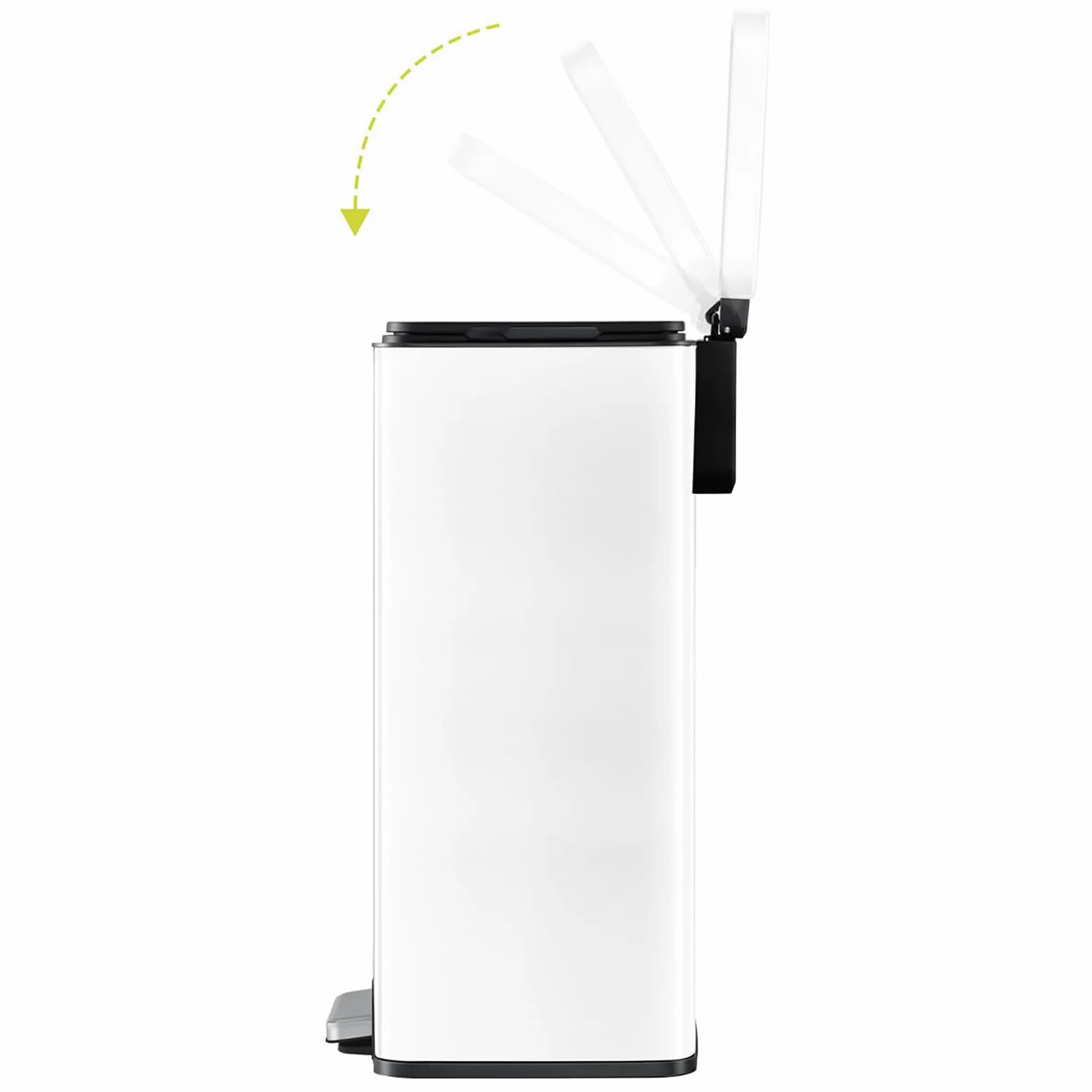 EKO Madison - Pattumiera da Cucina, 50 l, con Pedale e Coperchio a Chiusura Morbida, Colore: Bianco Opaco, in Acciaio Inox Anti-Impronta, Cestino Moderno e Robusto, Grande capacità per Il Riciclaggio