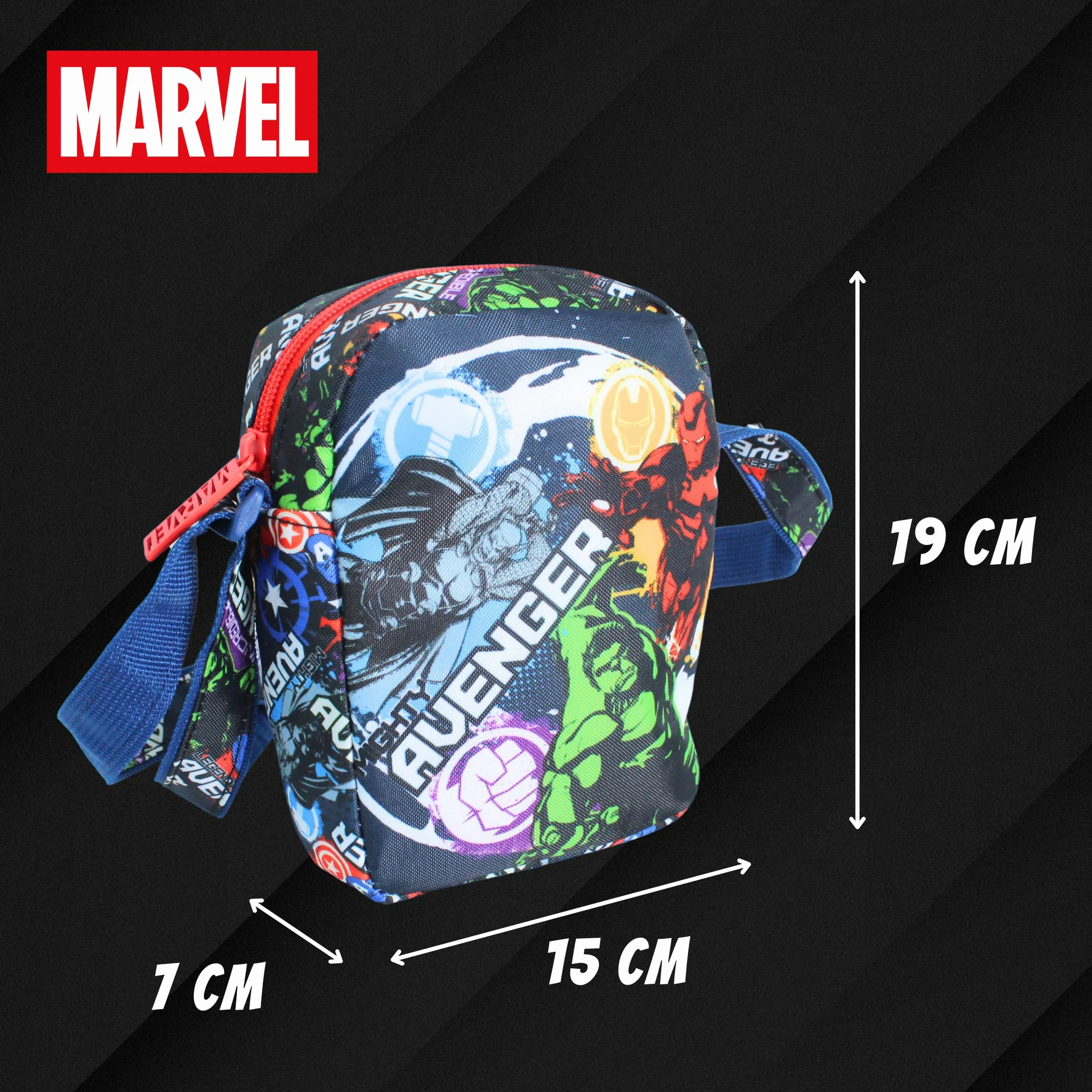 Marvel Avengers Borsa per Ragazzi, Design Thor, Iron Man e Hulk, Borsa Regolabile, Regalo per Bambino