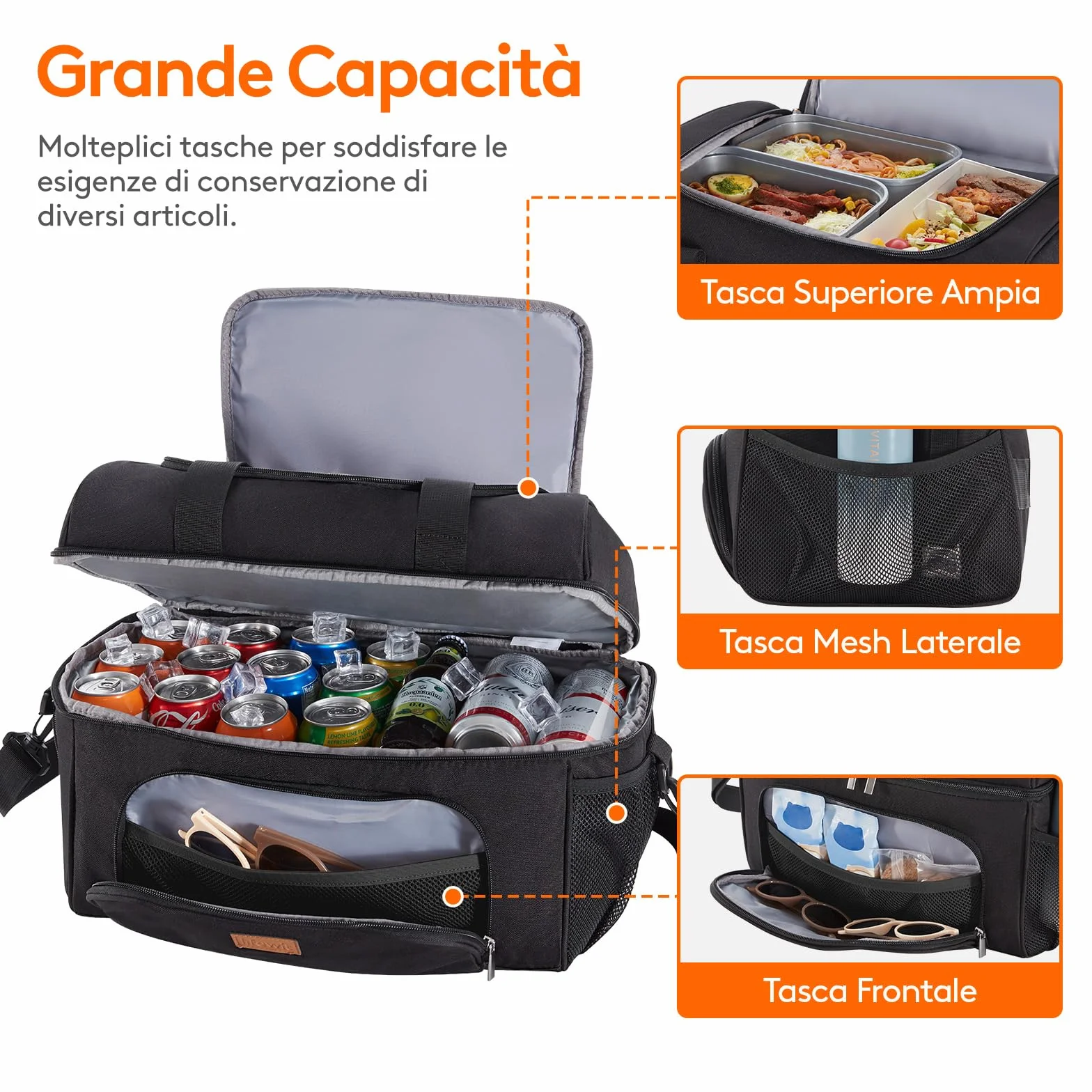 Lifewit Borsa Frigo, Borse Termica Morbida, Grande Borsetta Termiche Porta Pranzo, Cooler Bag con Doppio Scomparto per Mare, Spiaggia, Viaggio, Campeggio