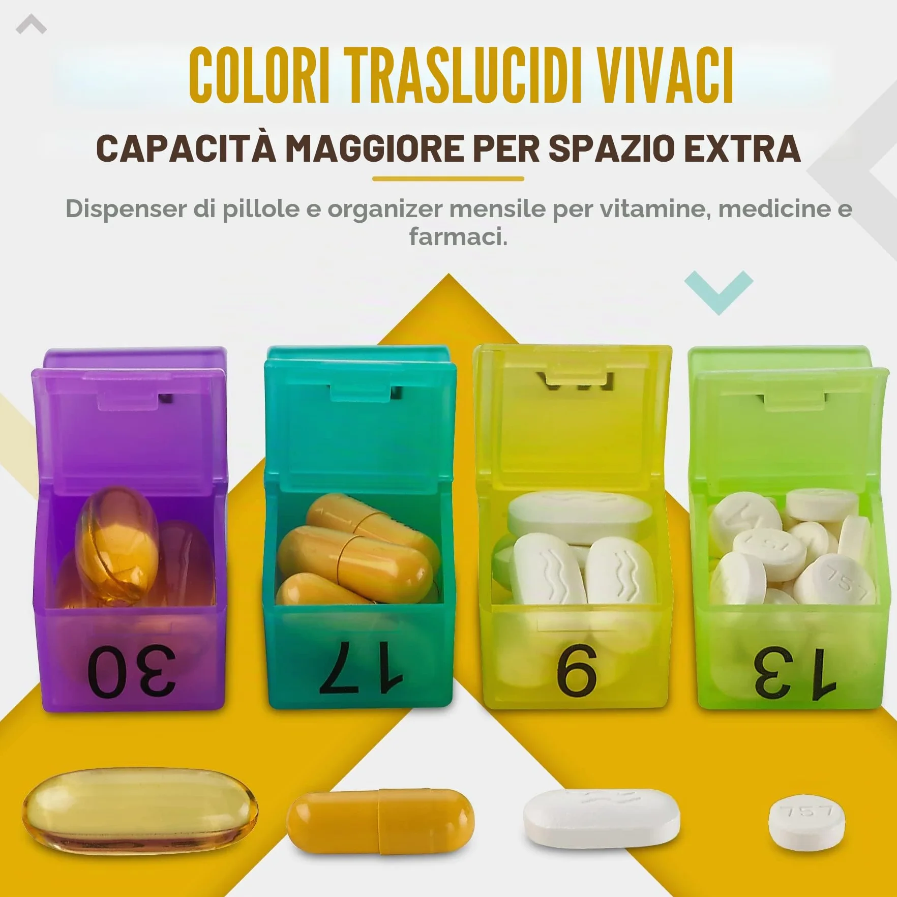 Organizer mensile per pillole 32 scomparti mattina e sera vitamine medicinali