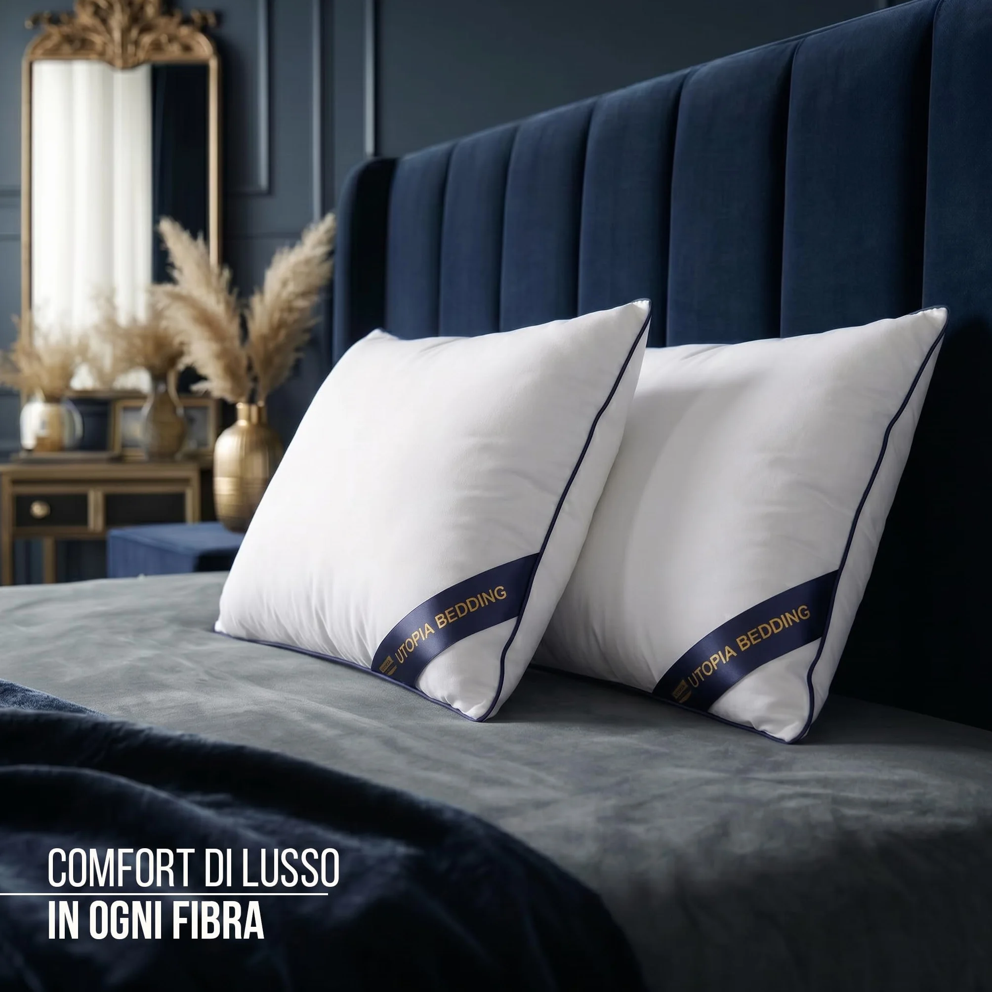 Utopia Bedding Cuscini Decorativi 60x60 cm Bianco, Imbottitura per Letto e Divano, Set da 2
