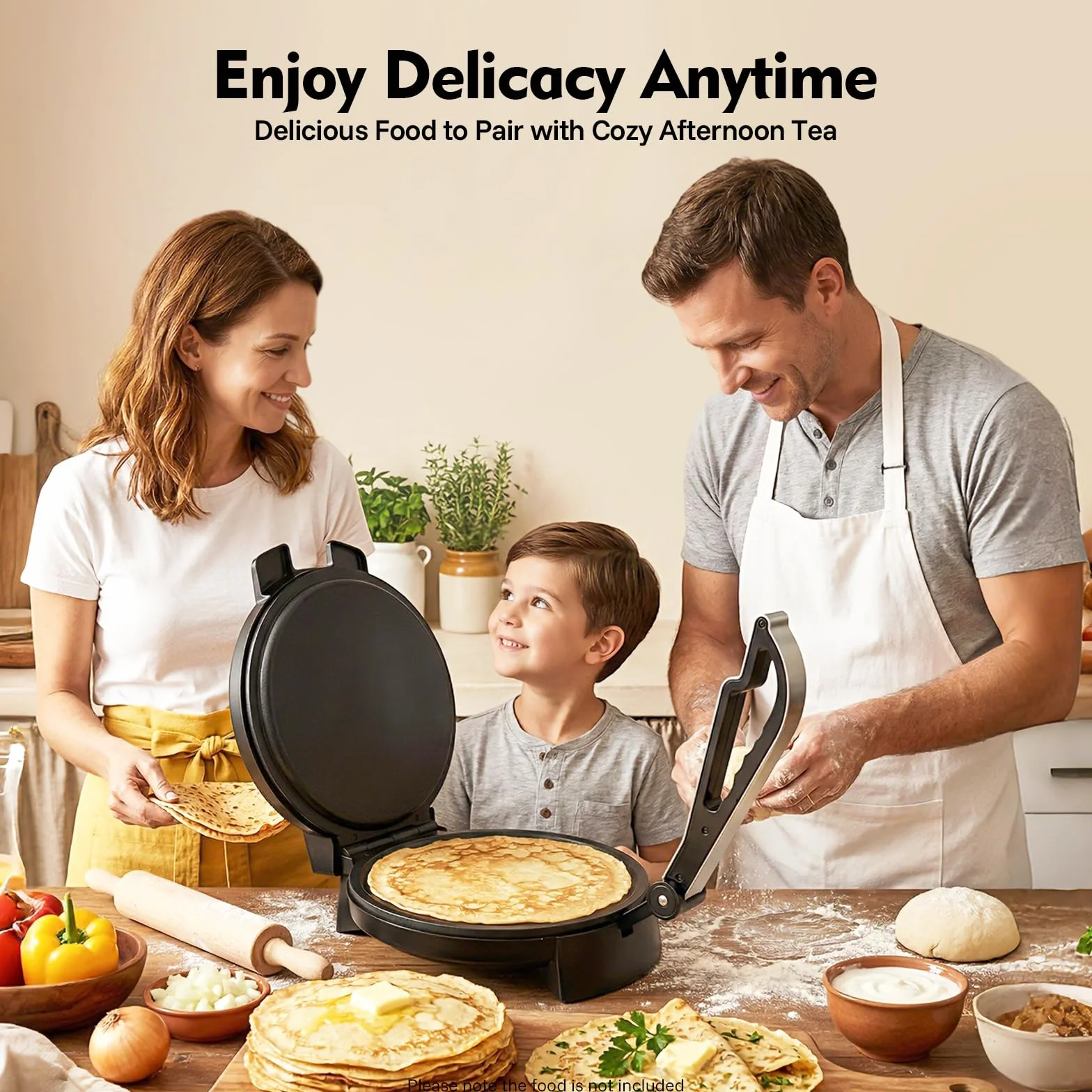 Roti Maker Elettrico 1200W Acciaio Inox Doppio Lato Chapati Tortilla Presse