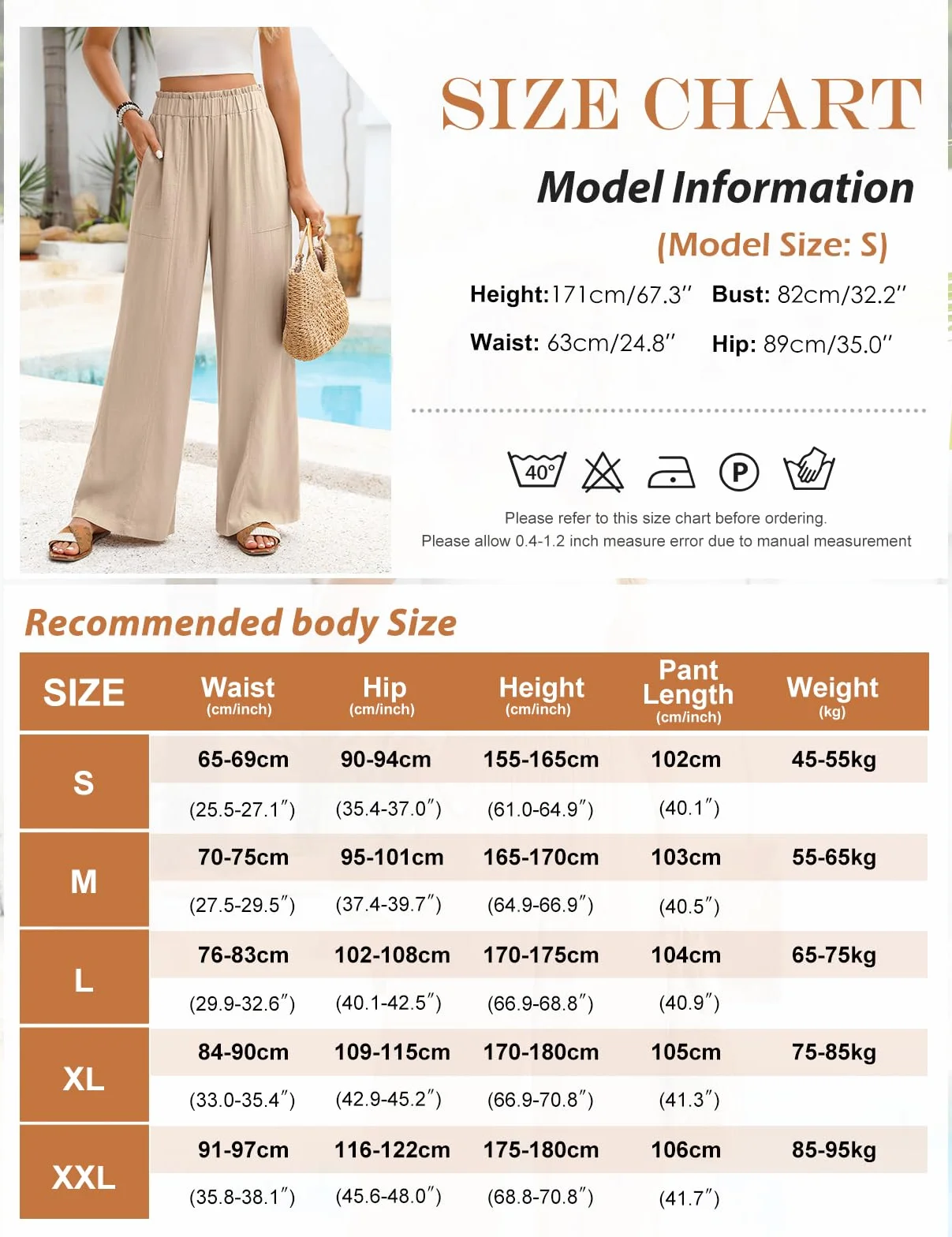 Pantaloni Lino Donna Estivi Pantaloni Larghi Leggeri Elastico Vita Alta Pantaloni di Lino Eleganti Casual da Spiaggia Comodi Pantaloni Tinta Unita con Tasche
