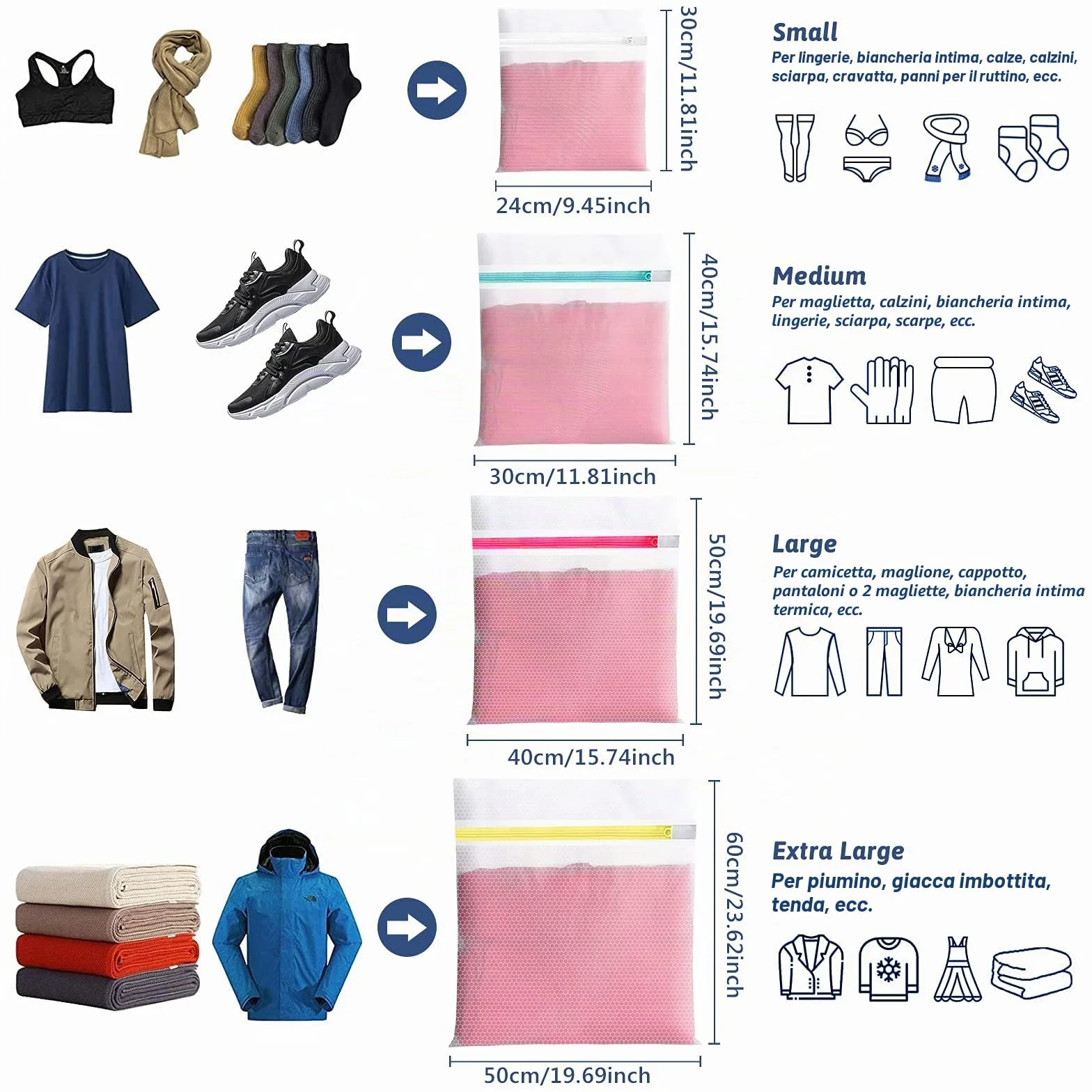 5-Set sacchetti lavatrice biancheria, Sacchetto Rete Lavatrice per Delicati Sacchetti Biancheria Proteggi Indumenti Intimo Reggiseno Calzini