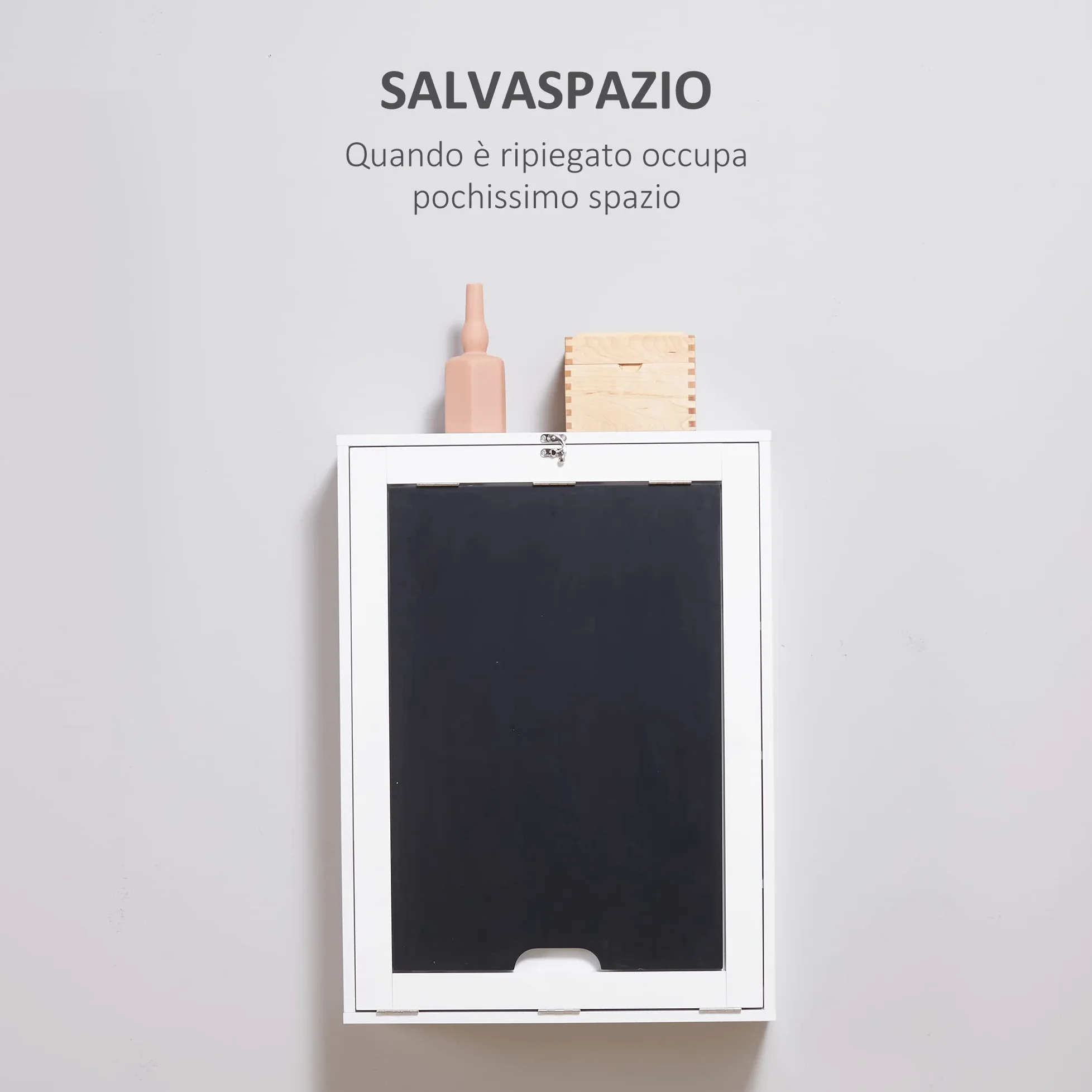 HOMCOM Tavolo Pieghevole da Parete Salvaspazio, Scrivania, Tavolo da Pranzo con Scaffali e Lavagnetta (60x94.5x147cm)