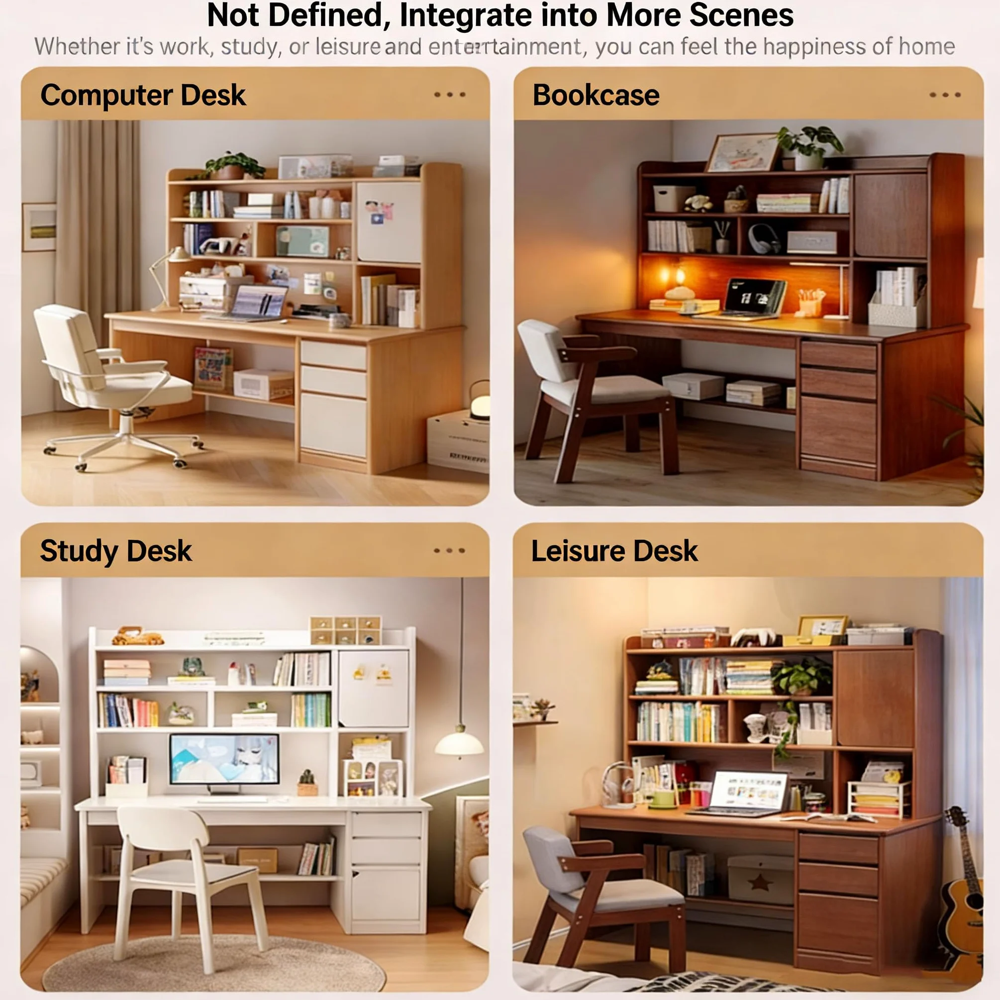 Scrivania Con Libreria，scrivania Per Computer In Legno Con Libreria E Gabbia Scrivanie Per Cameretta Scrivania Da Studio Con Credenza E Libreria