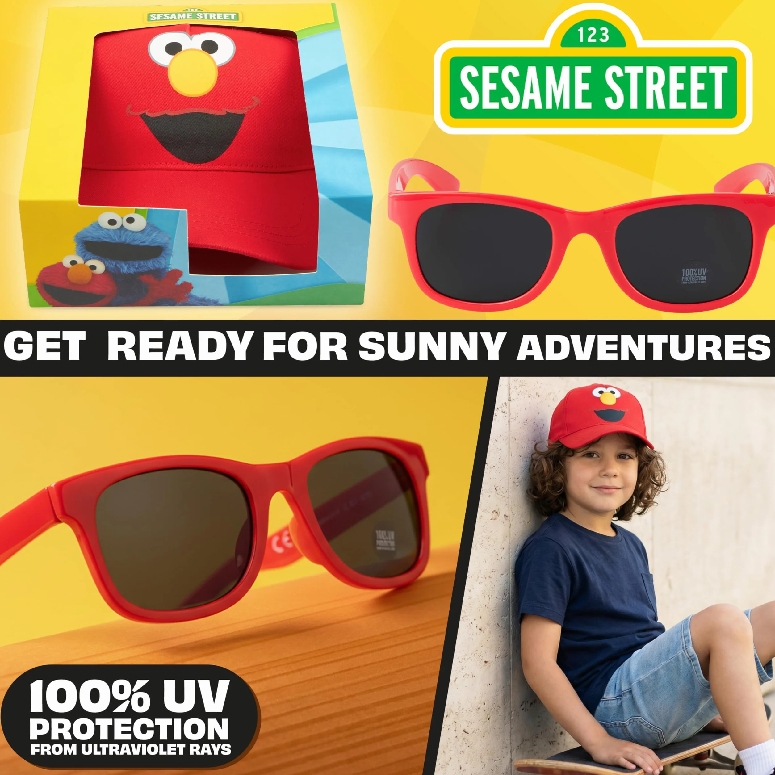 Sesame Street Cappello Baseball Occhiali da Sole Bambino Set Protezione UV400