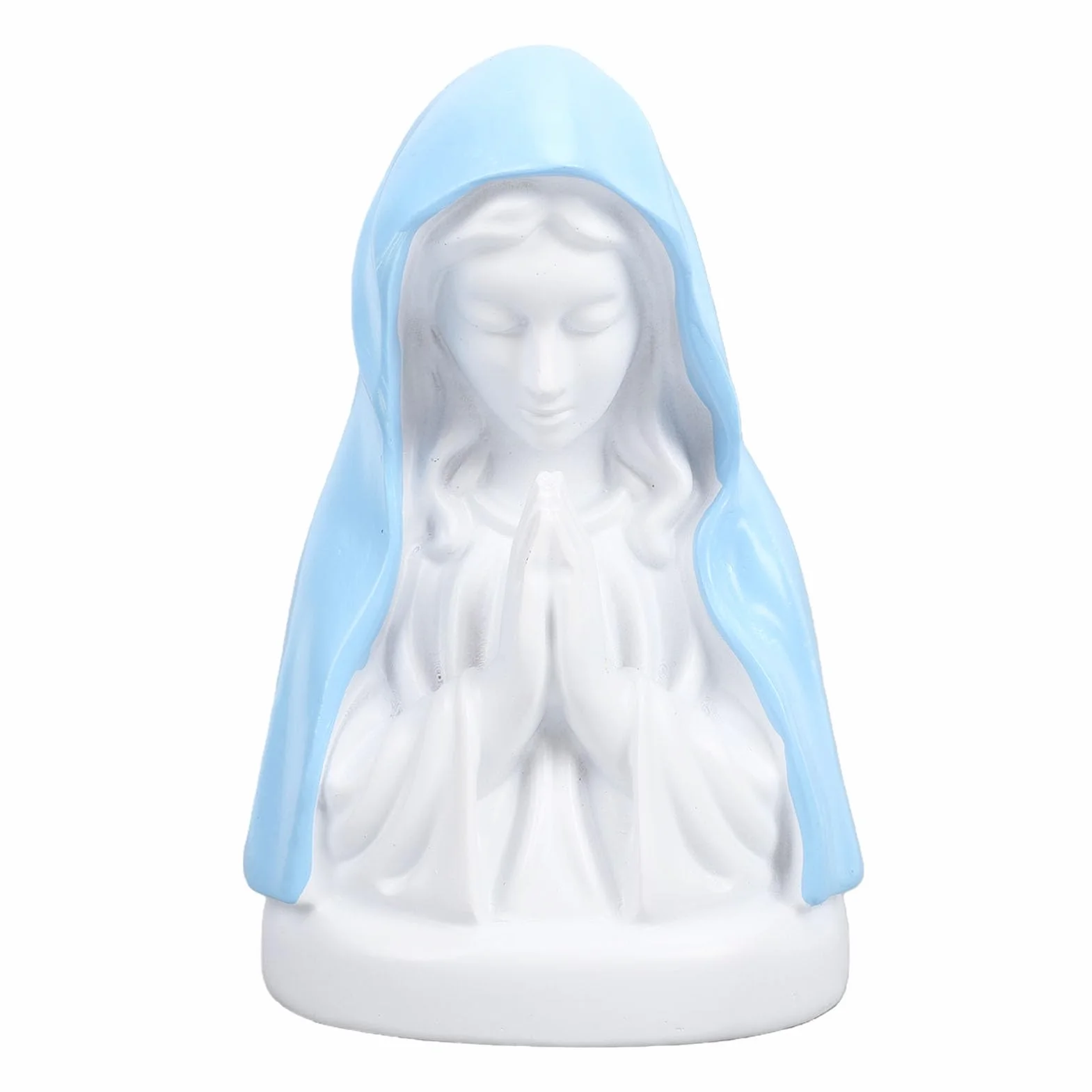 Mumusuki Statua della Vergine Maria con Luce Notturna, Elegante Lampada da Statua Religiosa Lampada da Scrivania Decorativa in Resina per la Decorazione del Soggiorno della Camera da