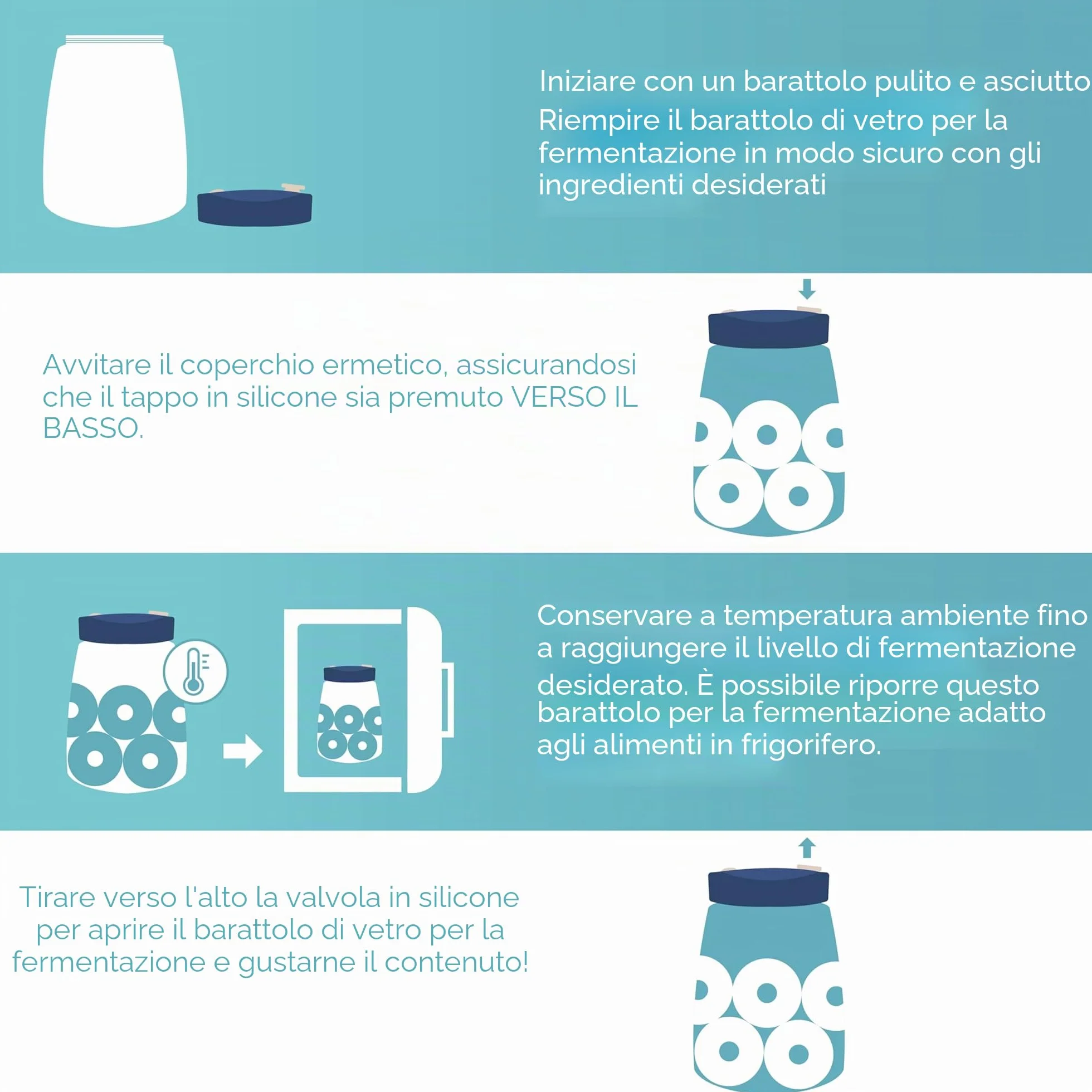HEFTMAN Barattolo per fermentazione 2,2L 2 pezzi con presa d'aria a 1 via