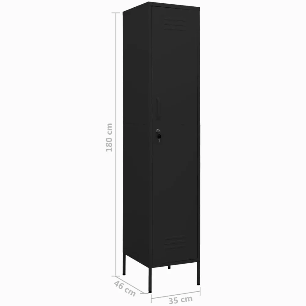 vidaXL Armadio Nero 35x46x180 cm in Acciaio