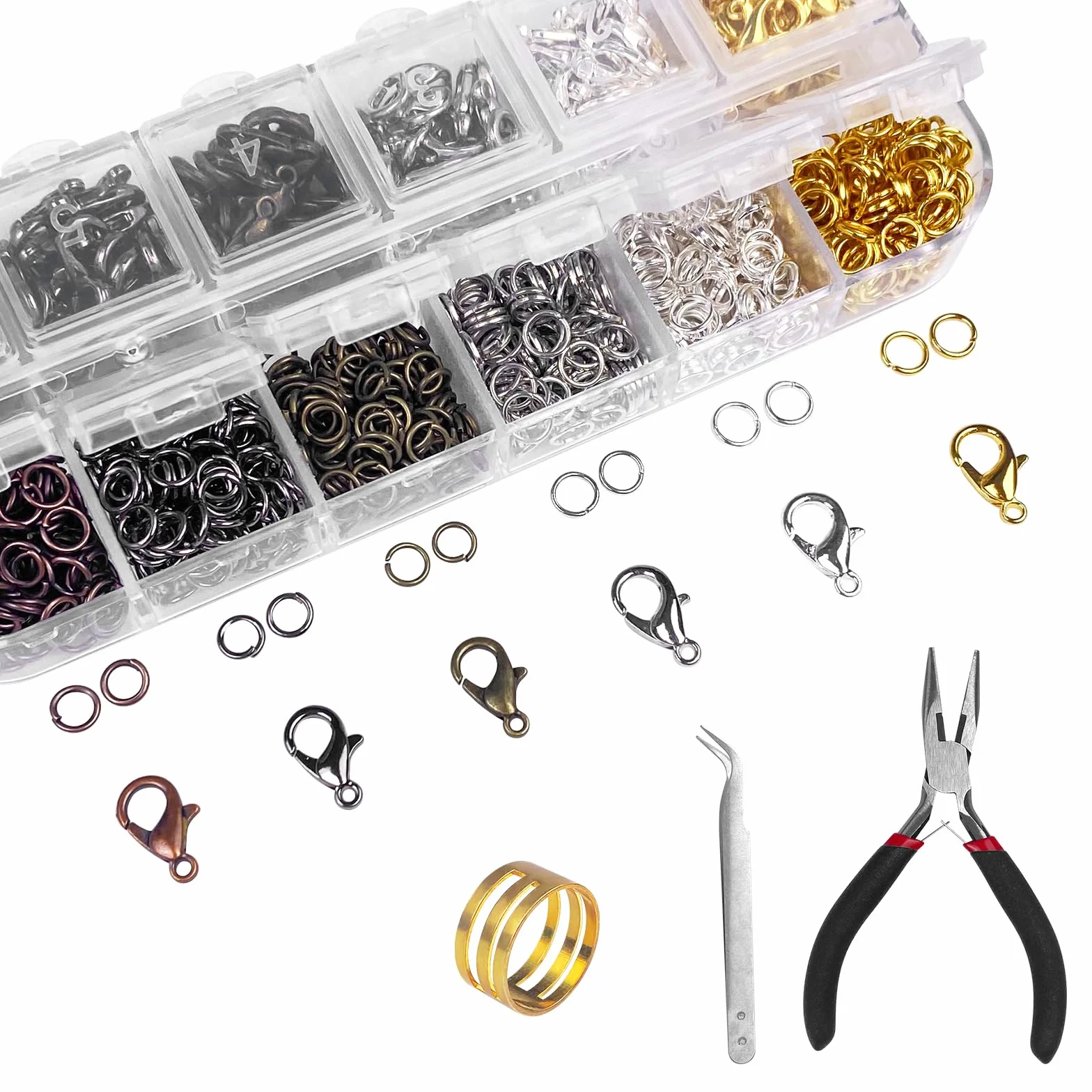 Avesteir 960 Pezzi chiusure per braccialetti set ganci collane con pinzetta pinza apriscatole 6 Colori