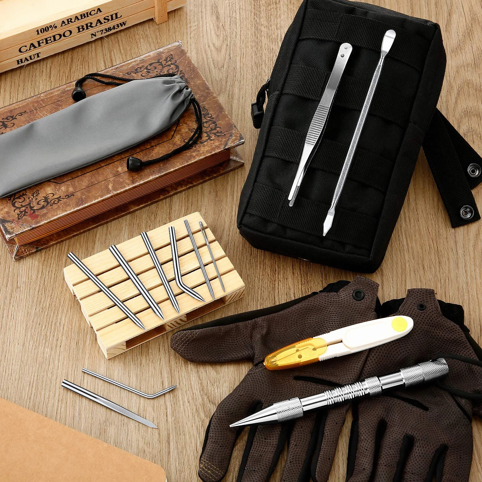 FID paracord set di aghi in acciaio inossidabile per cucire e intrecciare paracord e pelle argentato