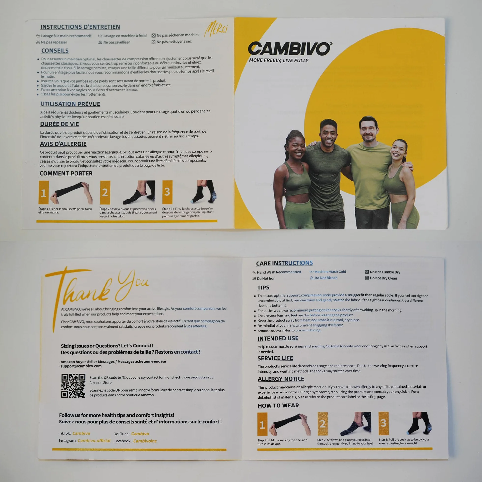 CAMBIVO Calze Compressione Graduata Donna Uomo 2Paia 15-20 mmHg Antitrombo