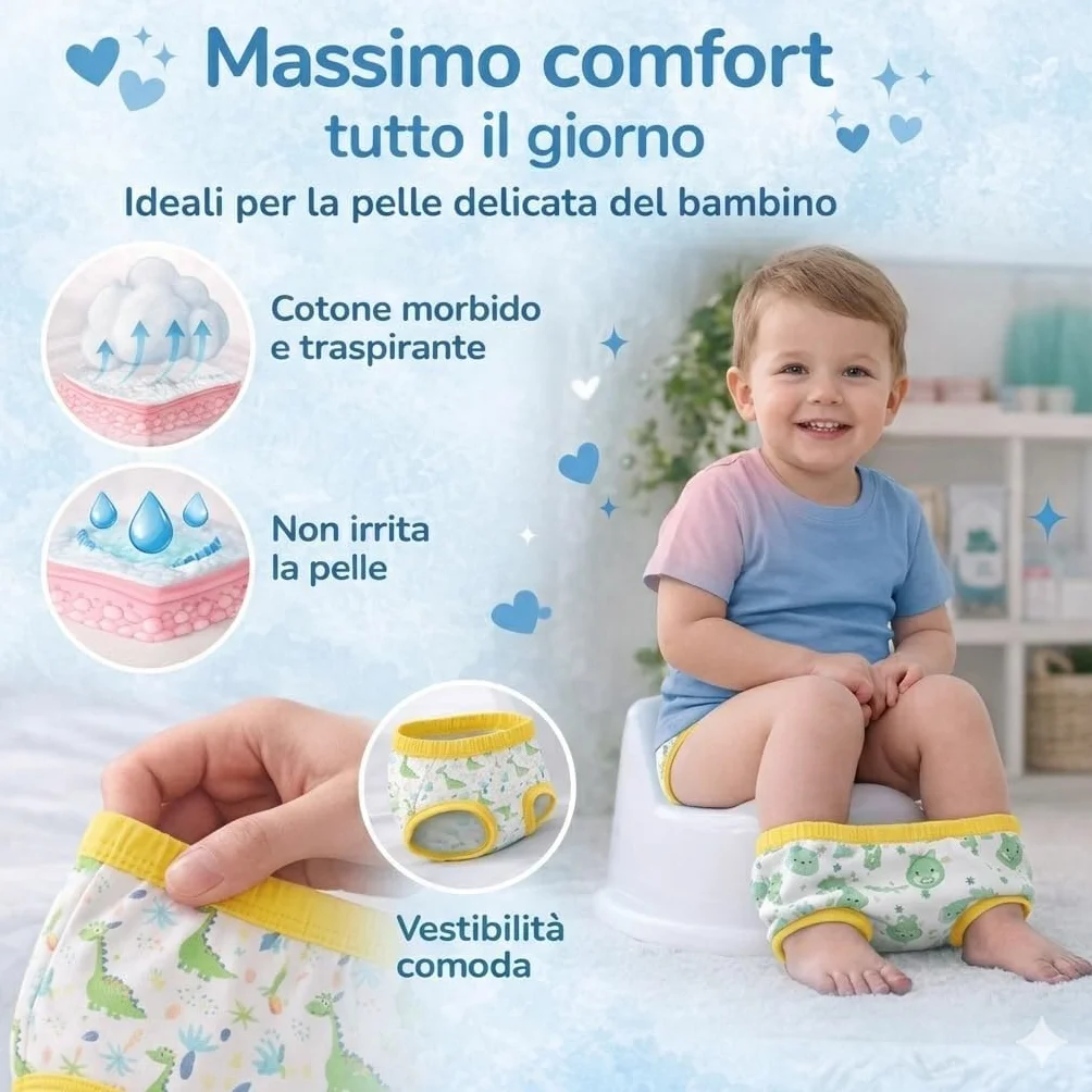 Ellepi Slip Trainer Spannolinamento 100% Cotone Impermeabile 3 Szt. Dino Giallo 3 Anni