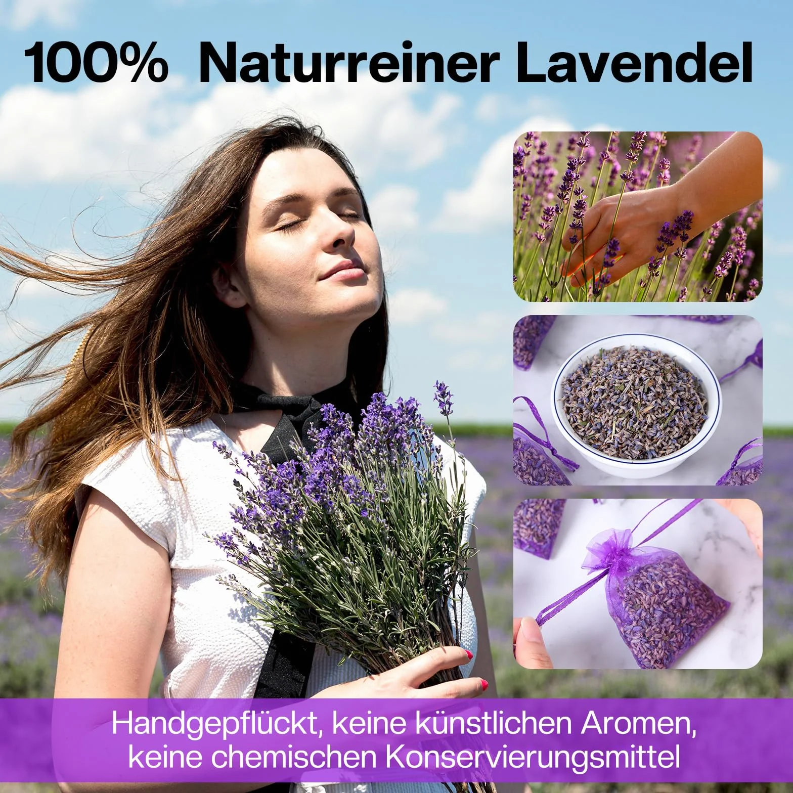 Sacchetti Profumati Lavanda - 20x Lavanda Vera Essiccata - Antitarme per Armadi Vestiti, Guardaroba, Cassetti - Profumatori Ambiente