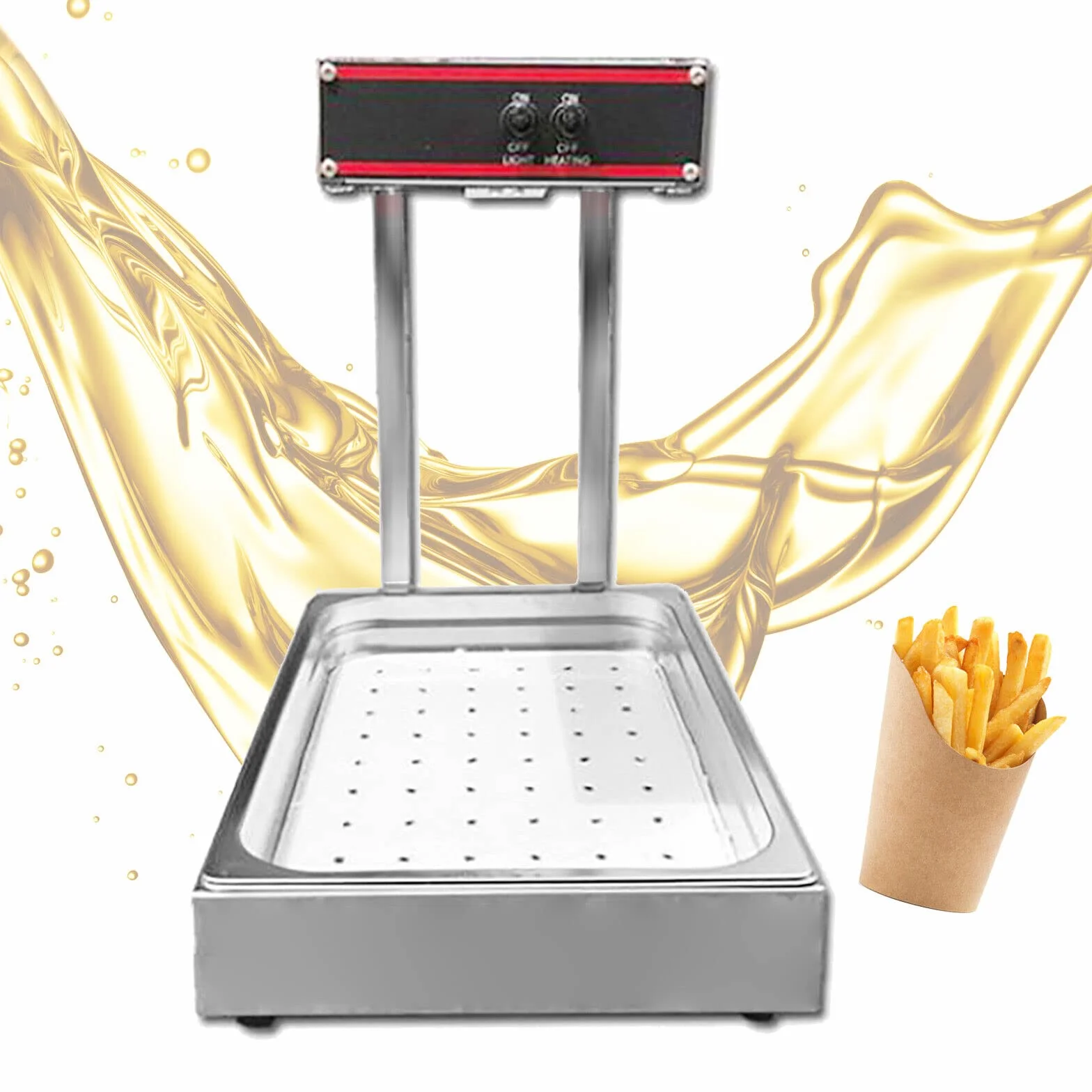 Riscaldatore Fritte a Infrarossi Commerciale Lampada Riscaldamento Cibo Filtro Olio Serbatoio
