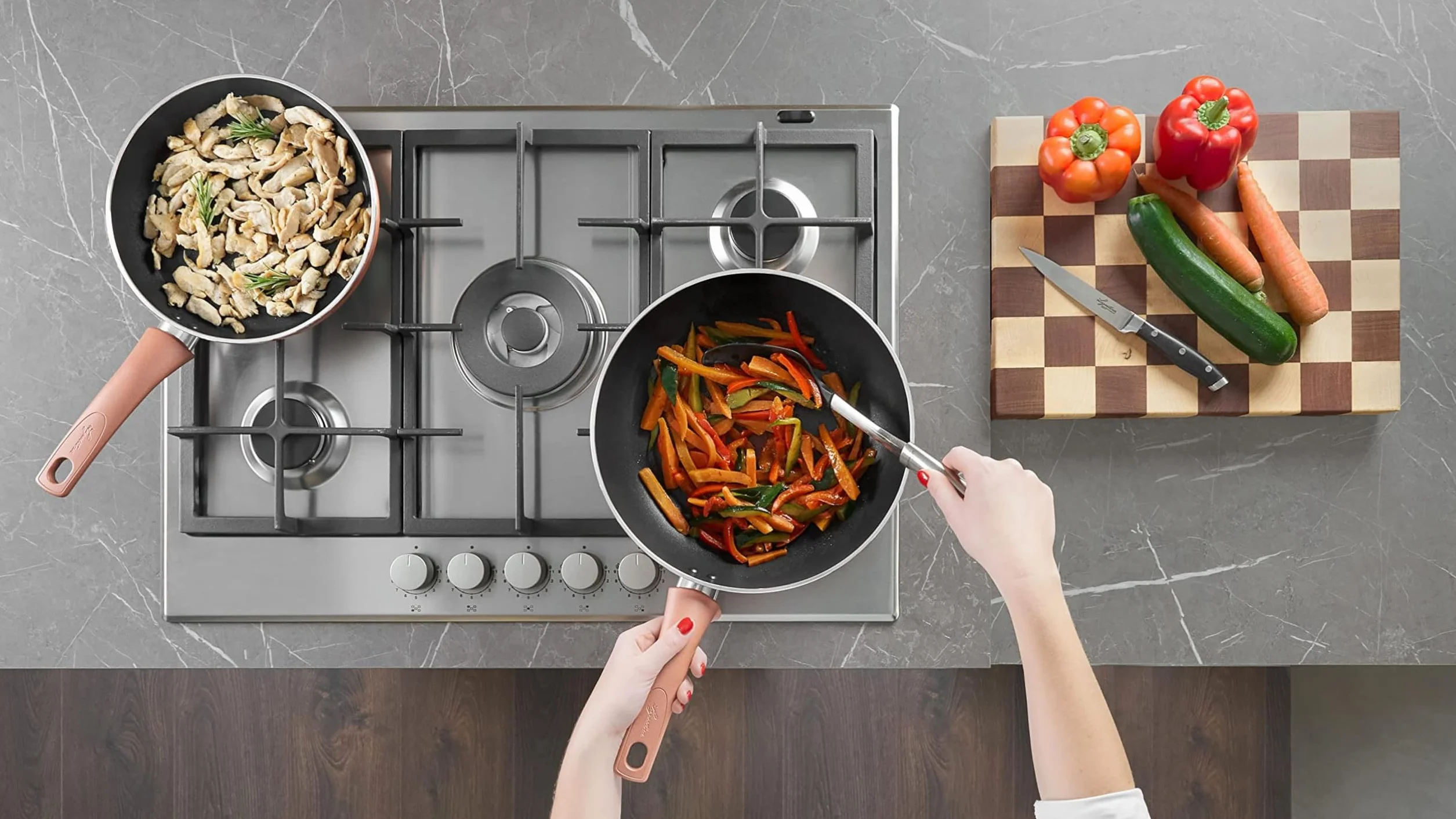 Lagostina Ramata Set Padelle Antiaderenti in Alluminio 20/24/28 cm 3 Pezzi Effetto Rame Gas Forno