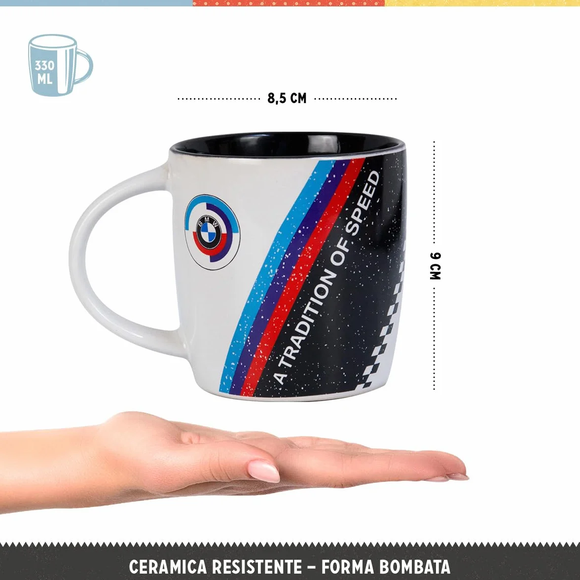 Nostalgic-Art Tazza da caffè retrò 330 ml BMW Motorsport Tradition Of Speed ceramica design vintage