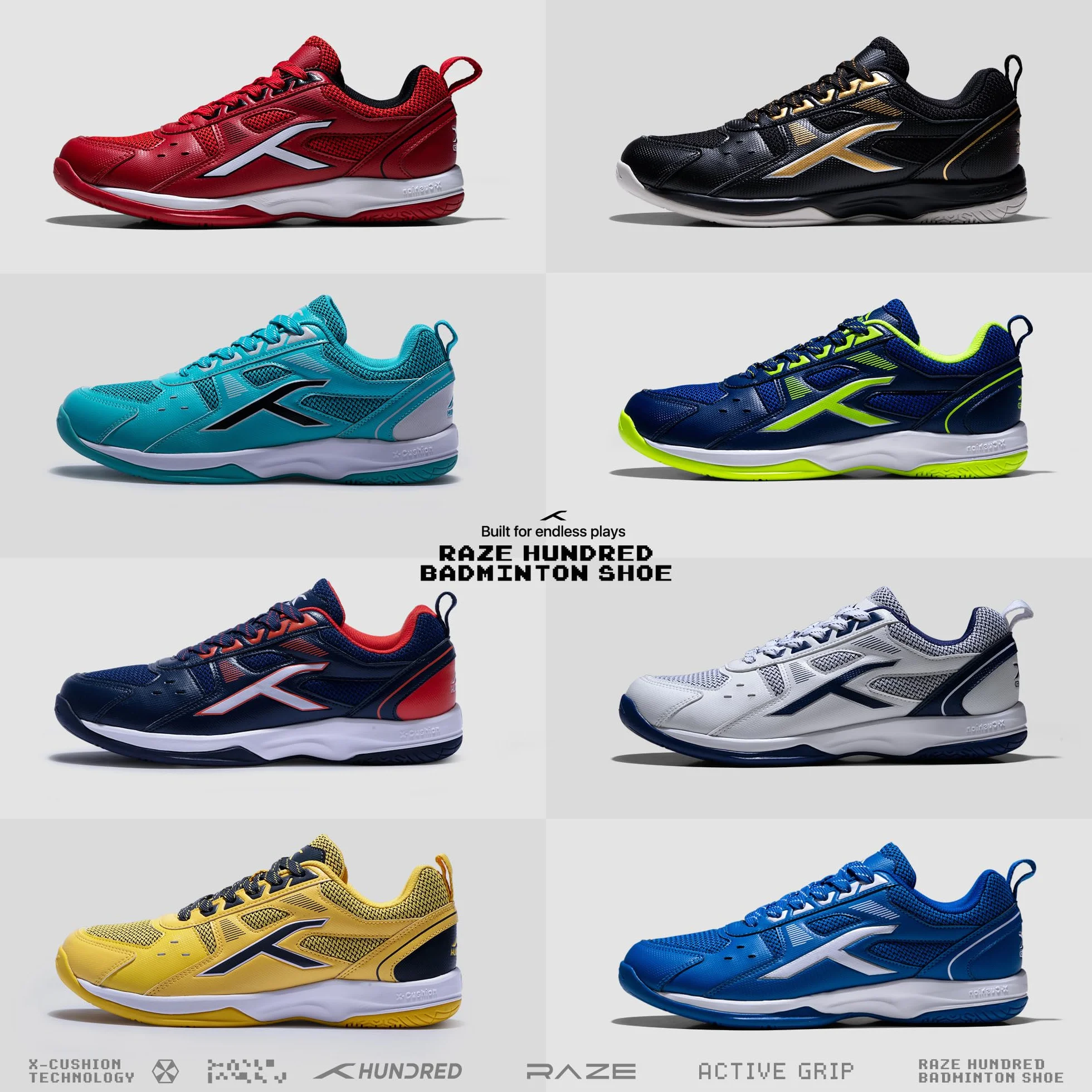 Hundred Raze Scarpe da Tennis e Badminton Junior/Kids/Uomo Non-Marking Tomaia in Poliestere Suola in Gomma Leggera