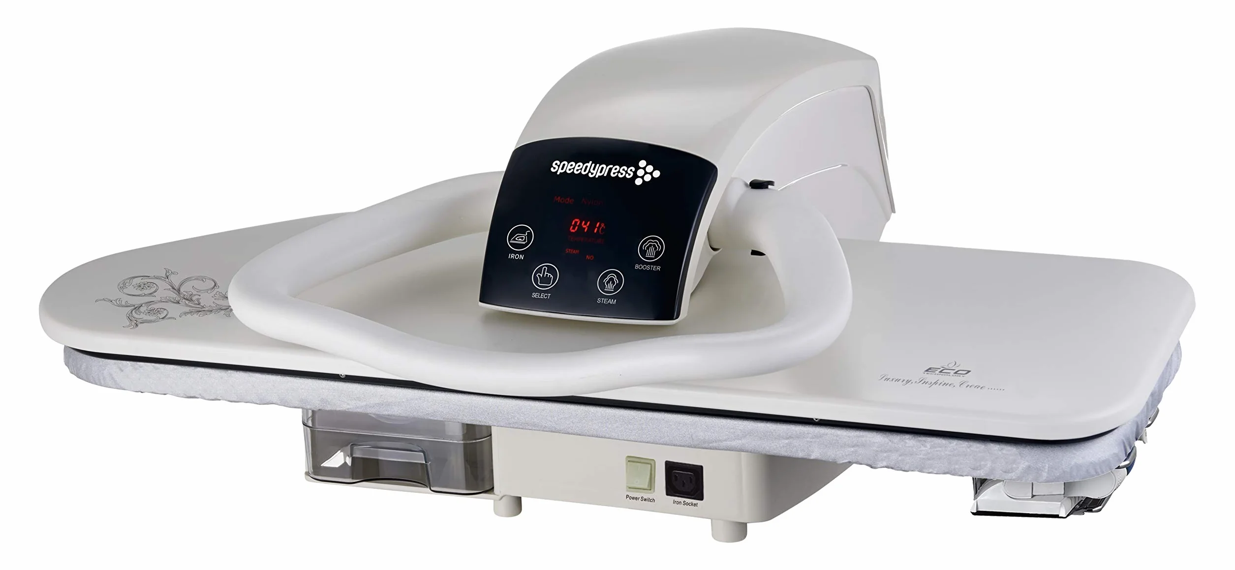 Pressa da Stiro a Vapore 81HD per Servizio Pesante Bianco da 2200watt, 81cm di Speedypress (+ Attacco Ferro, Filtro per Acqua, Copertura di Ricambio e Schiuma Sottosmaltata)