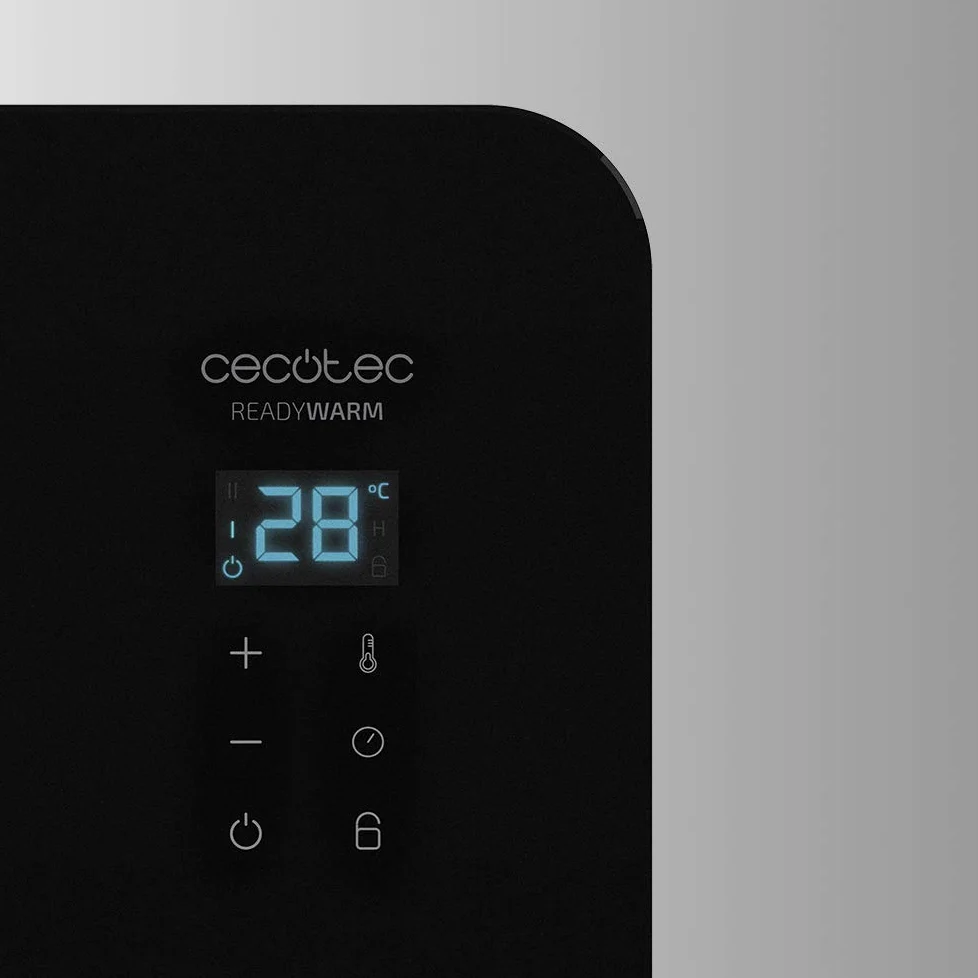 Cecotec Radiatore Elettrico Basso Consumo Ready Warm 6770 Crystal Connection. Wifi, 2000 W, Termostato Regolabile, Timer, Supporto a piede, Protezione surriscaldamento, Nero