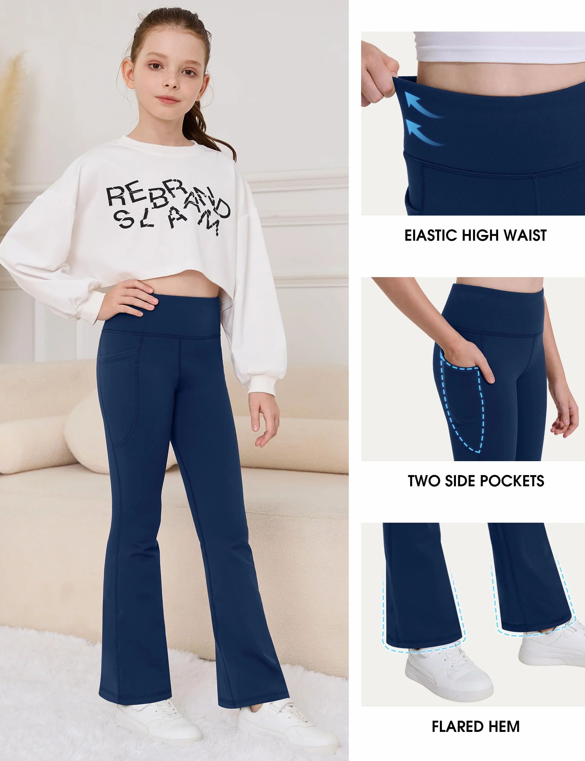 Desol Leggings svasati foderati in pile con tasche a vita alta pantaloni da yoga invernali a campana