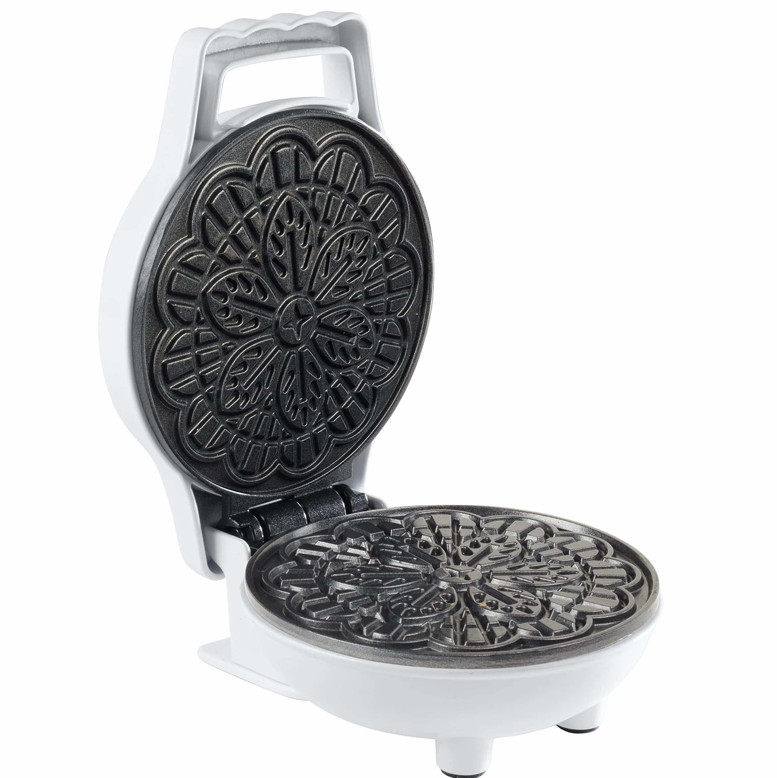 Mini macchina elettrica per pizza – produce 1 piccolo waffle tradizionale italiano da 10,2 cm in pochi minuti – Pressa in ferro antiaderente con guida alle ricette – Dolci o regalo da