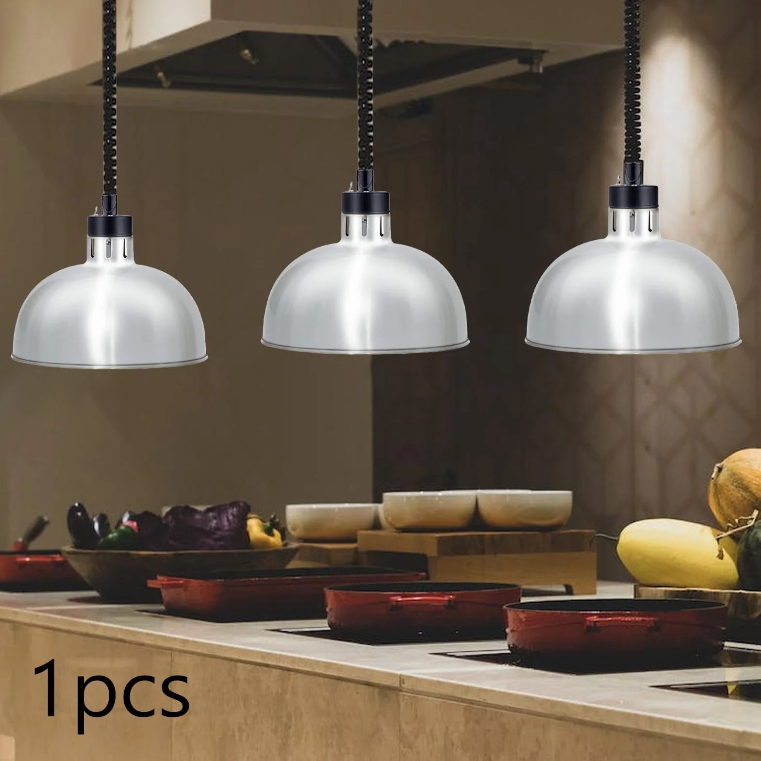 F Fityle Lampada termica per alimenti 60-180 cm regolabile argent