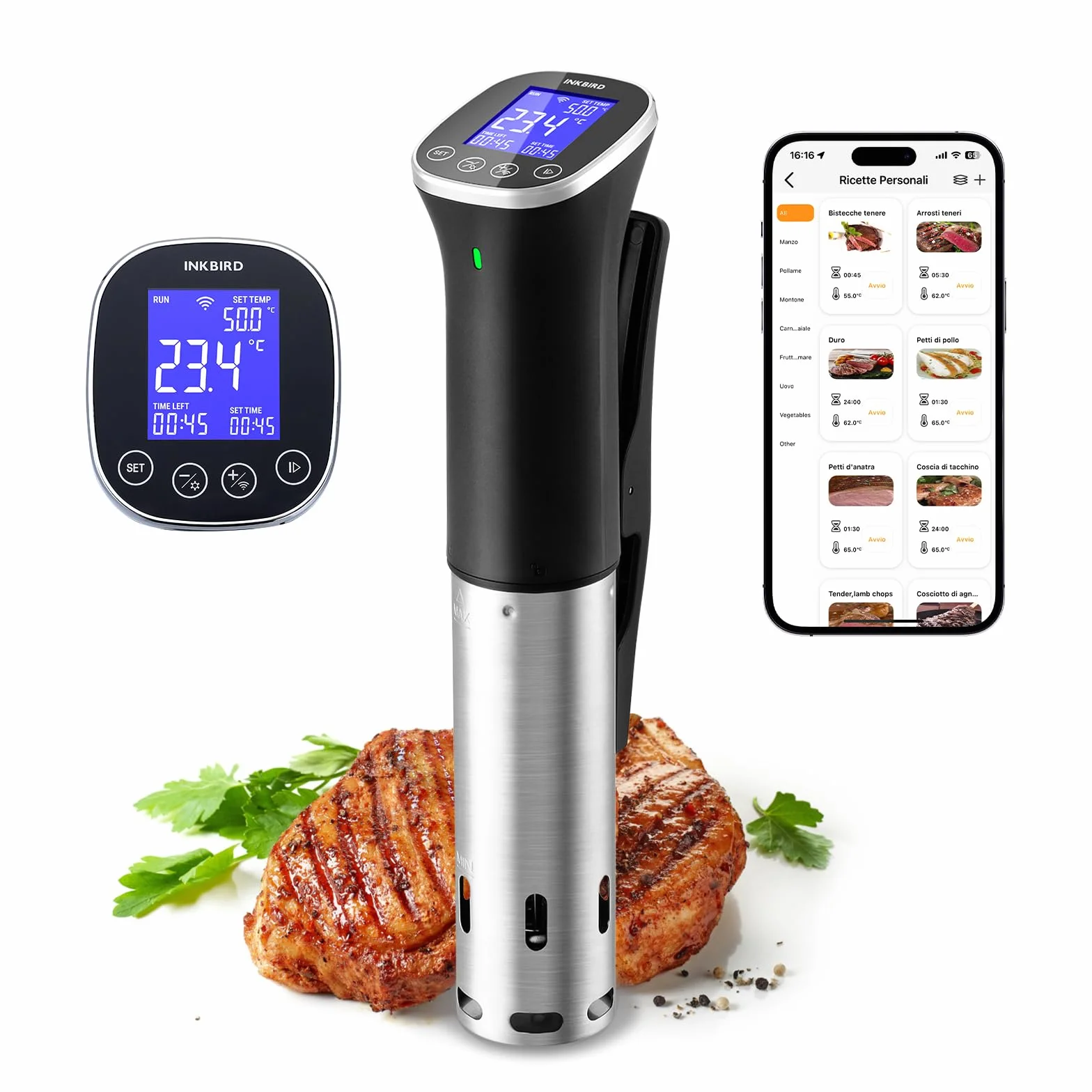 INKBIRD ISV-300W Wifi Sous Vide Roner 1000W IPX7 0-90°C