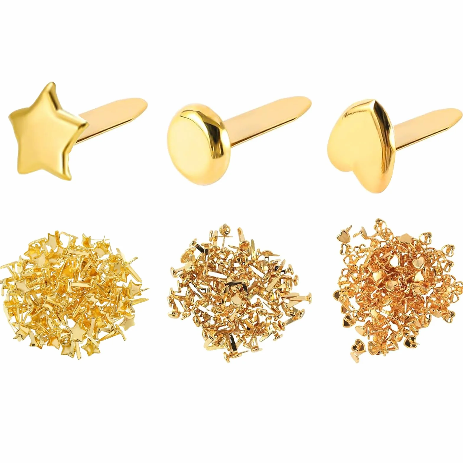 Hyxodjy 300 PCS Fermacampioni,Mini Scrapbooking Brads,Fermaglio di Carta in Metallo, Perno Rotondo in Ottone di Fissaggio Clip Rotonda Cotter Pin per Il Fai da Te Scrapbooking Craft