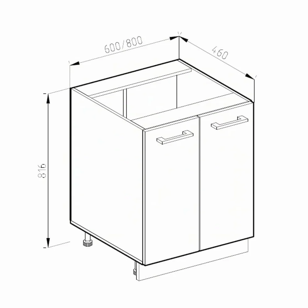 Vicco Mobiletto base cucina R-Line, Bianco lucido, 60 cm senza piano di lavoro, per la libera combinazione all'interno di sistemi cucina modulari