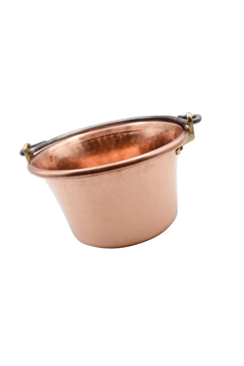 CREARTISTIC Paiolo per Polenta in Rame, 27cm 4,5L - Tradizionale Manico ad Arco Ferro Battuto, 6 Pax, anche per Marmellata, Formaggi, Pentola Martellata a Mano - Made in Italy