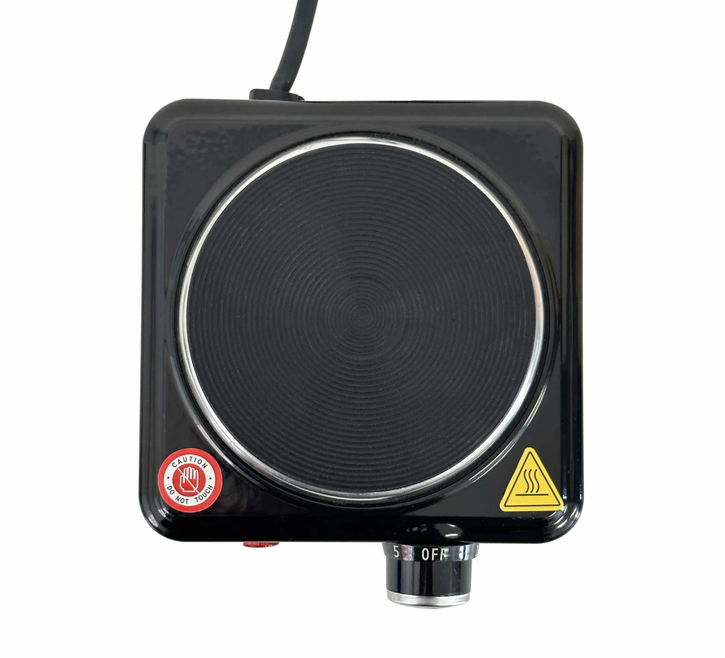 SIC Fornello elettrico portatile a una piastra, piano cottura portatile, in ghisa, temperatura regolabile. Per campeggio,viaggio, cucina all'aperto (Nero, 500W)