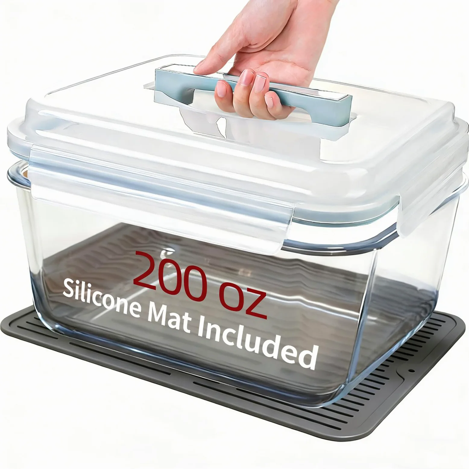 Grandi contenitori in vetro con coperchi, grandi contenitori per alimenti per marinata per rosticceria, pollo, preparazione di tacchino, anguria, potluck, XL XL extra large, contenitori ermetici per