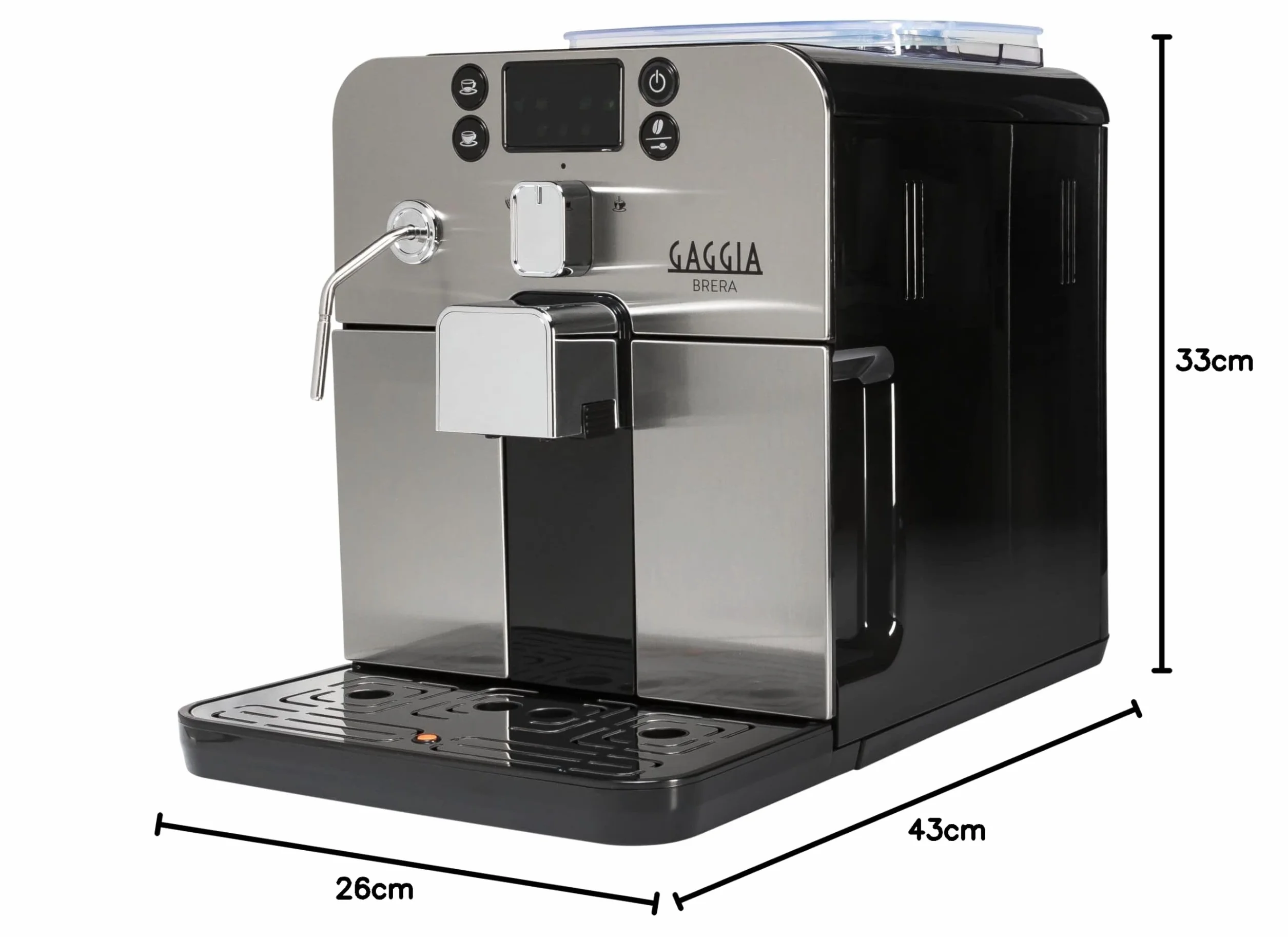 Gaggia RI9305/11 Brera - Macchina da Caffè Automatica, per Espresso e Cappuccino, Caffè in Grani o Macinato, 1400 W, Argento/Nero