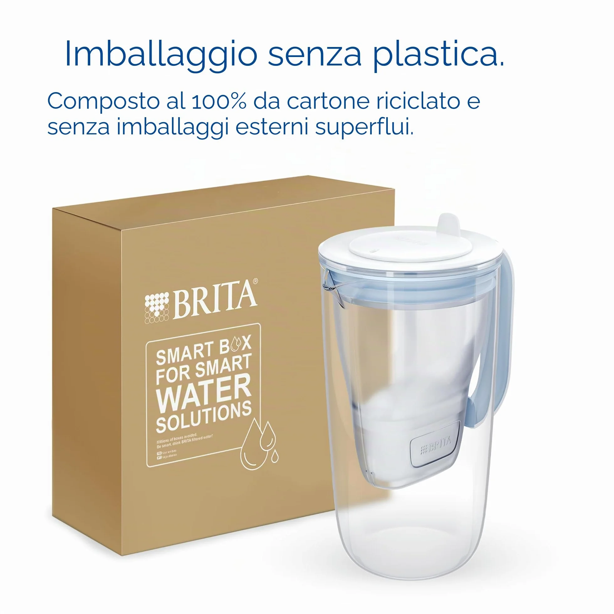 BRITA Caraffa filtrante acqua vetro 2.5L con 3 filtri MAXTRA PRO All-in-1 riducono cloro calcare PFAS metalli