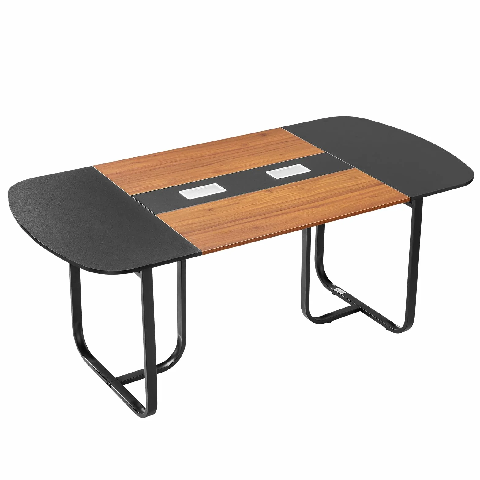 VEVOR Tavolo da Conferenza, Tavolo Ovale da Riunione da Ufficio da 1800 mm per 6-8 Persone, Scrivania Moderna per Seminari con Gambe in Metallo, Scrivania per Sala Riunioni, Marrone Nero