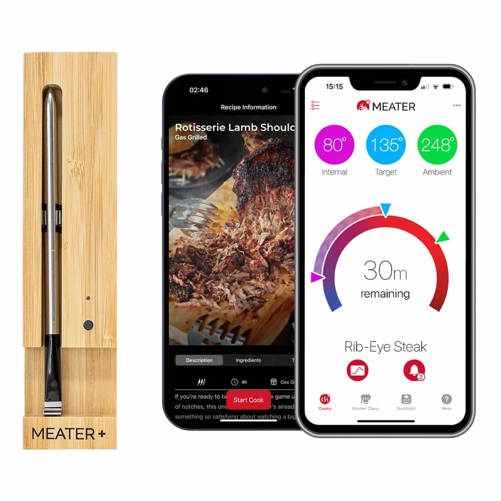 MEATER Plus Termometro Bluetooth Senza Fili 50 Metri Sonda Per Forno Grigliate Barbecue App Italiano iPhone Android