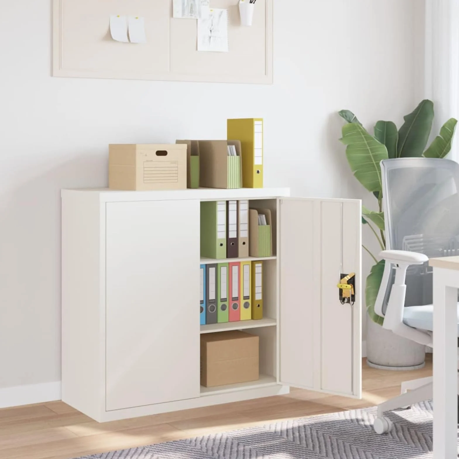 ShGaxin Armadietto portaoggetti in acciaio bianco 90 x 40 x 90 cm, armadio ufficio, armadio per raccoglitore, cassettiera ufficio, cassettiera, armadietto per cassettiera, raccoglitore ufficio