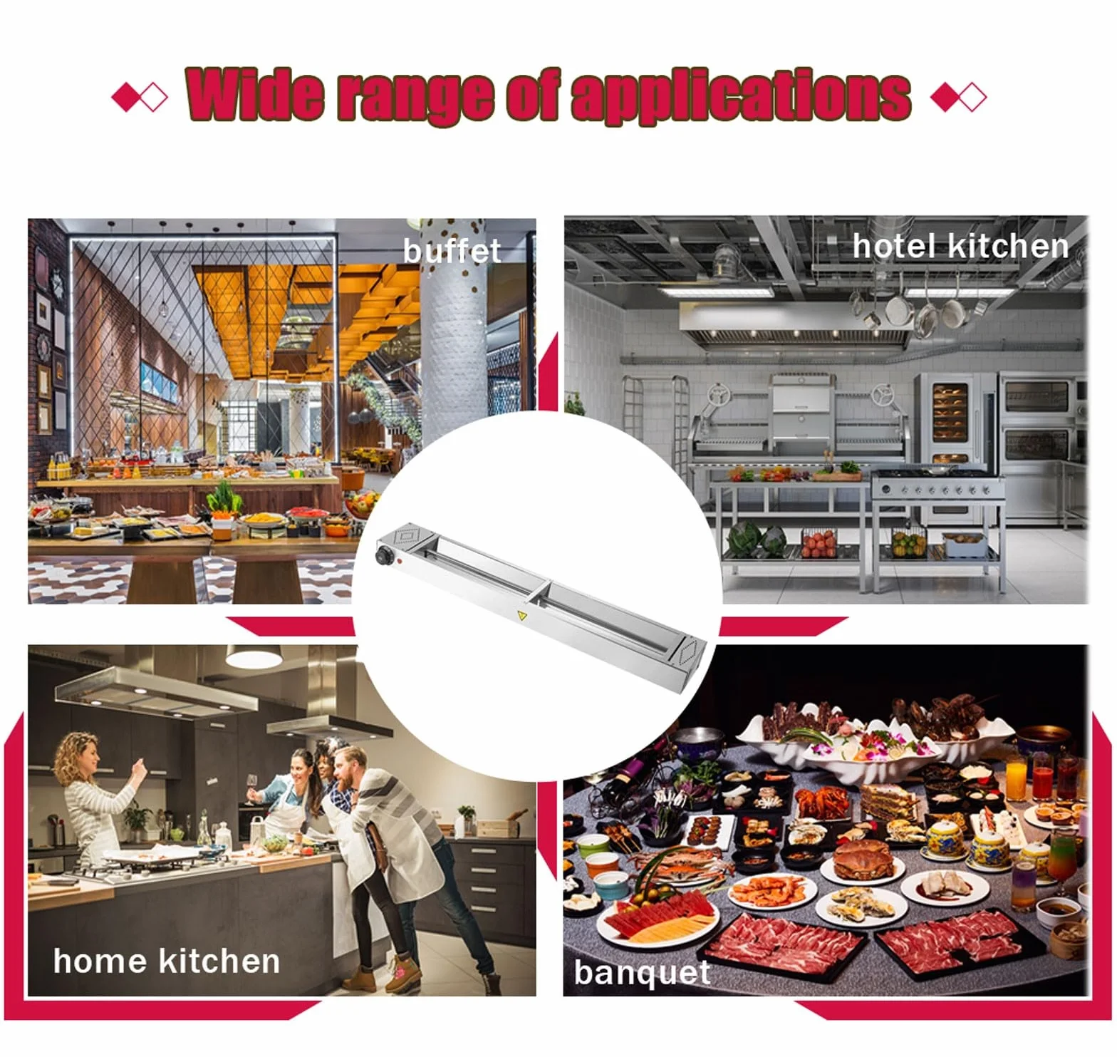 Lampada Riscaldante per Alimenti Acciaio Inossidabile Temperatura Regolabile 30-85℃ per Buffet Ristoranti