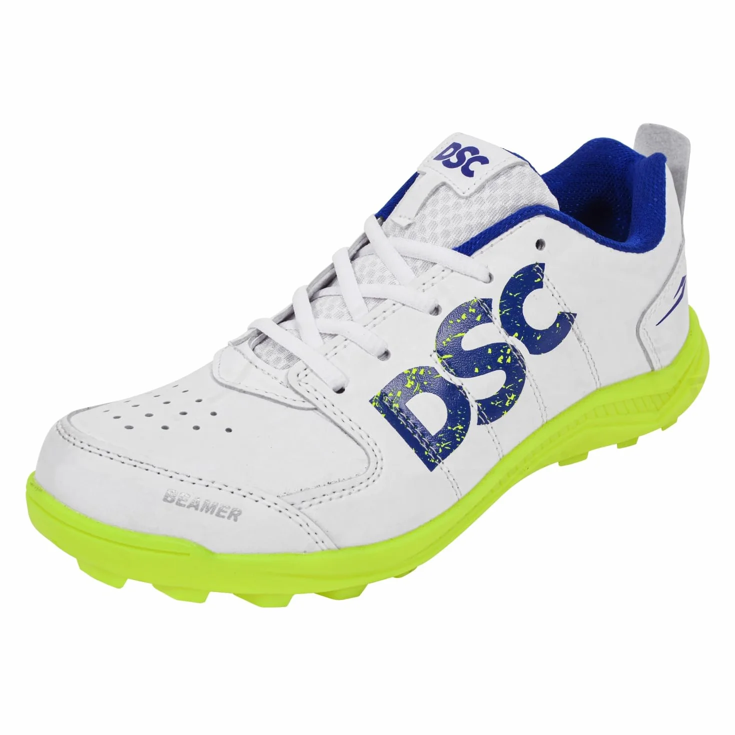 DSC Men's Beamer Cricket ShoesDSC Beamer Cricket Shoes Size 8 UK (Fluro Yellow-White), Beamer-Fluro Yellow-White-8