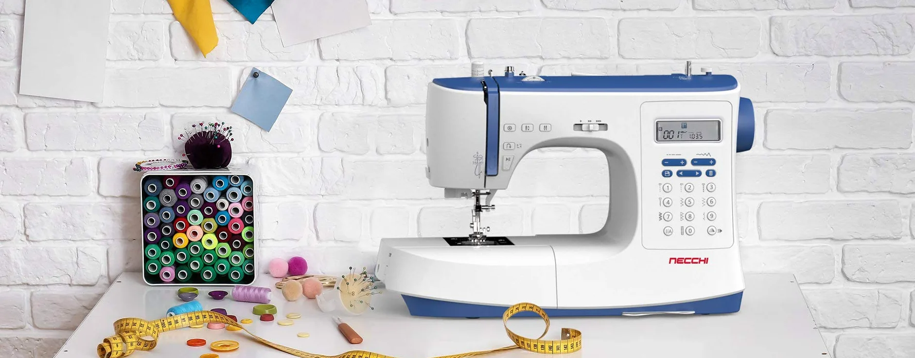 Necchi NC-103D Macchina per Cucire, Interno in pressofusione in Alluminio, scocca in ABS, Blu, Regular