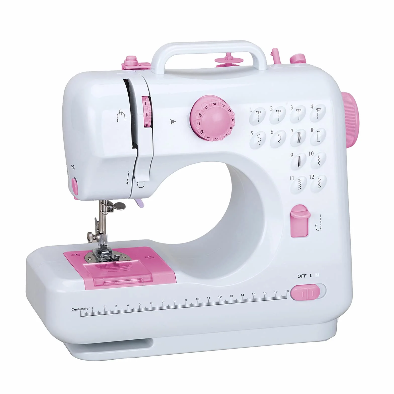 ZPSHYD Macchina da cucire multifunzione a 12 punti, doppia linea, domestica, overlock a due velocità, per bambini e principianti, rosa