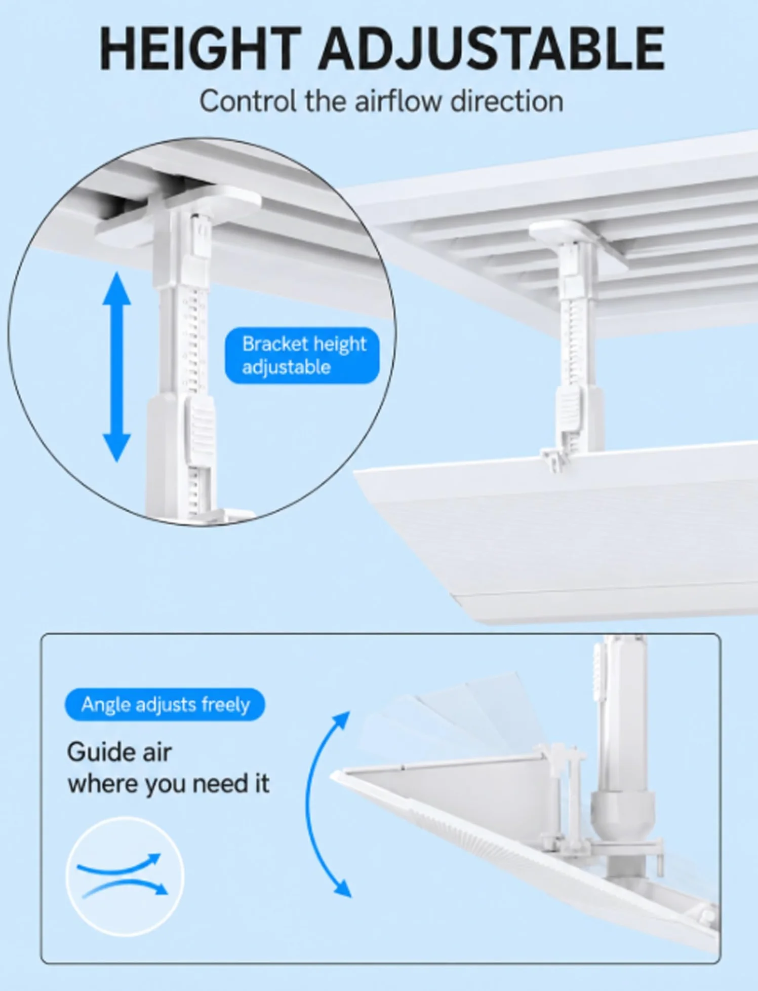 Deflettore per climatizzatore, Gancio for deflettore AC for cassetta da soffitto 40-150x20 cm | 140X20cm