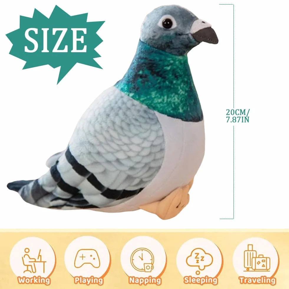 Bambola Piccione Simulazione,Bambola di Peluche a Forma di Piccione, Bambola Decorativa Realistica,Regalo di Compleanno per Adulti e 16+Adolescenti,Divertente Decorazione per la Camera,20cm