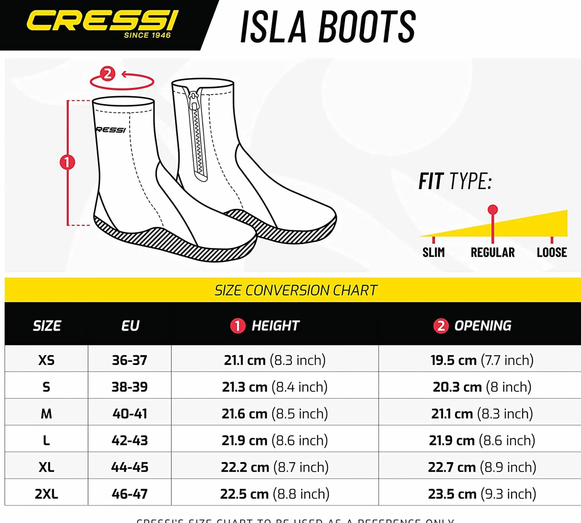 CRESSI Isla Neoprene Stivali Antiscivolo con Punta e Tallone Rinforzati, Calzature Sport Acquatici Zip