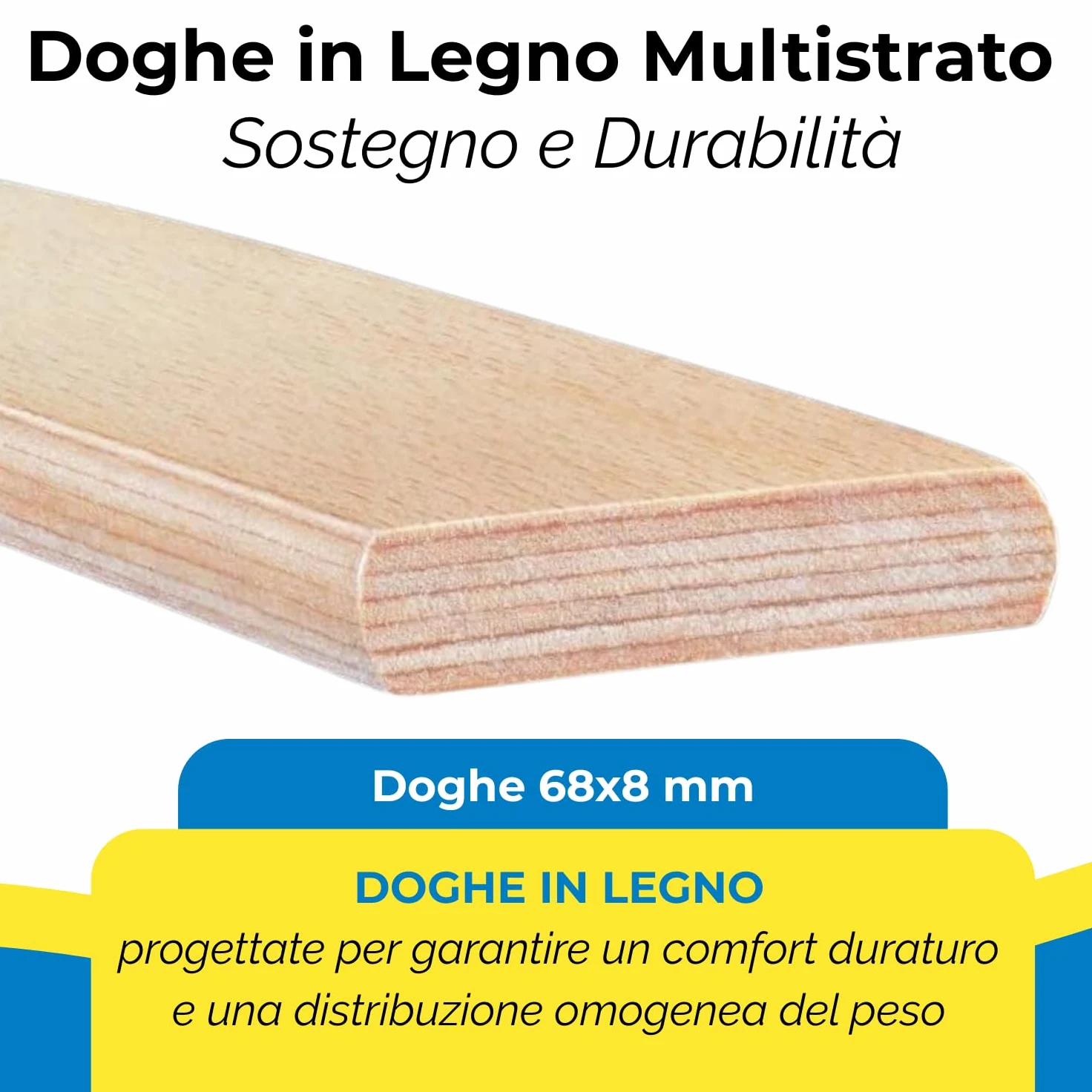 Win Bed - IDEALE - RETE MATRIMONIALE 160x190 Ortopedica a Doghe in Legno – Telaio in Acciaio Rinforzato con Piedi Antiscivolo Smontabili