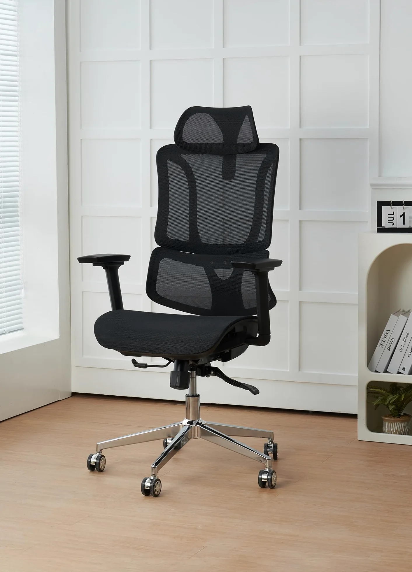IlGruppone Sedia Ufficio Ergonomica Professionale Schienale Alto in Rete Gaming Poltrona Direzionale Altezza Regolabile Portata 150 kg con Supporto Lombare e Braccioli Regolabili - Nero