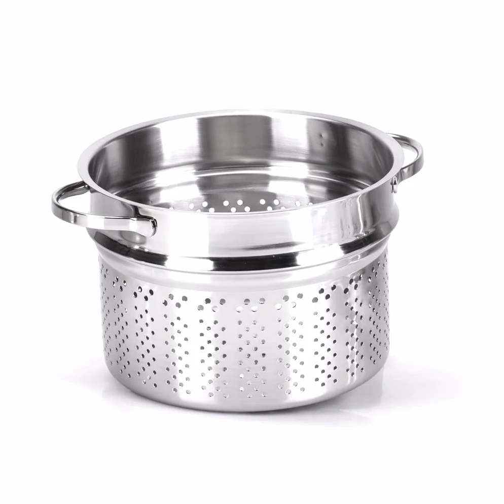 Moneta Pastaiola Allegro Inox 24 cm 7 litri, con doppio cestello, scolapasta e cestello vapore. Per tutti i fuochi, compresa induzione., A01A167502