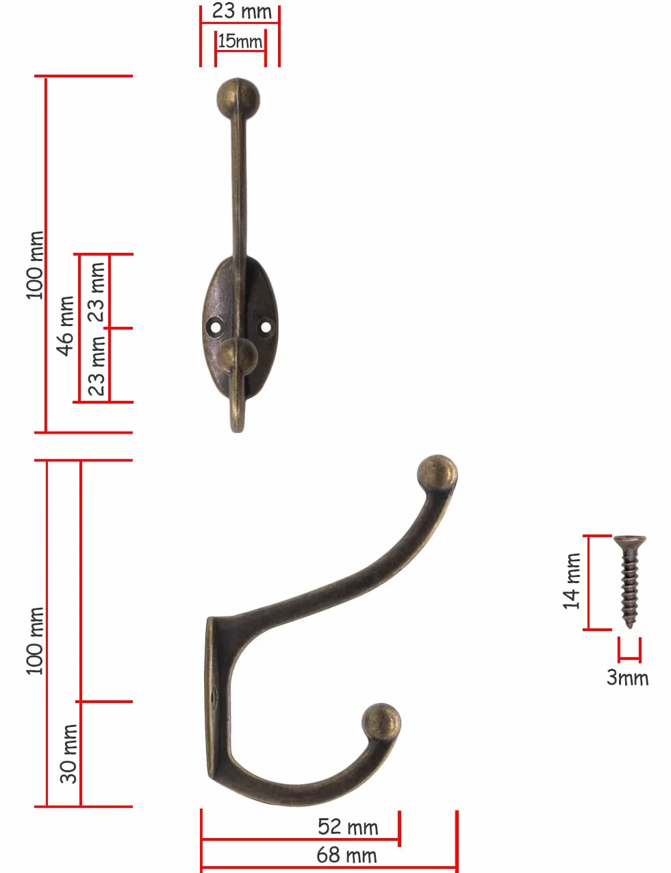 Ganci appendiabiti in ghisa Set di 5 Fuxxer® effetto anticato retrò vintage rustico